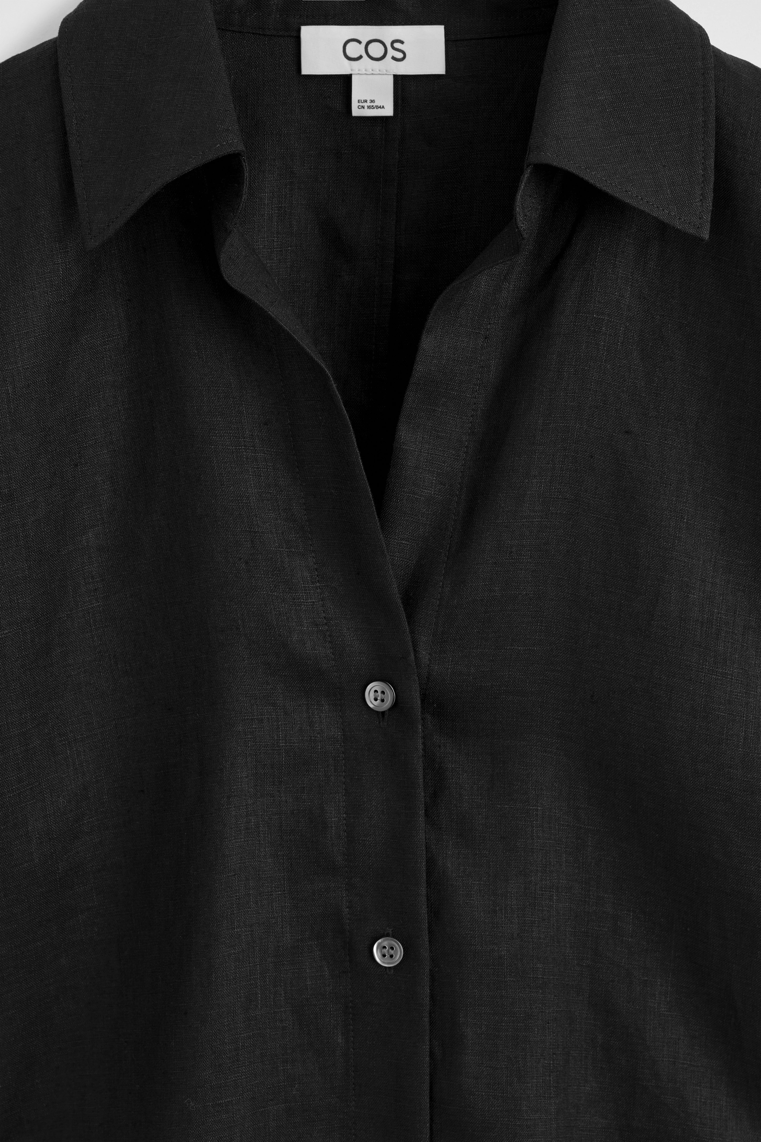 OPEN-COLLAR LINEN MINI SHIRT DRESS - 6