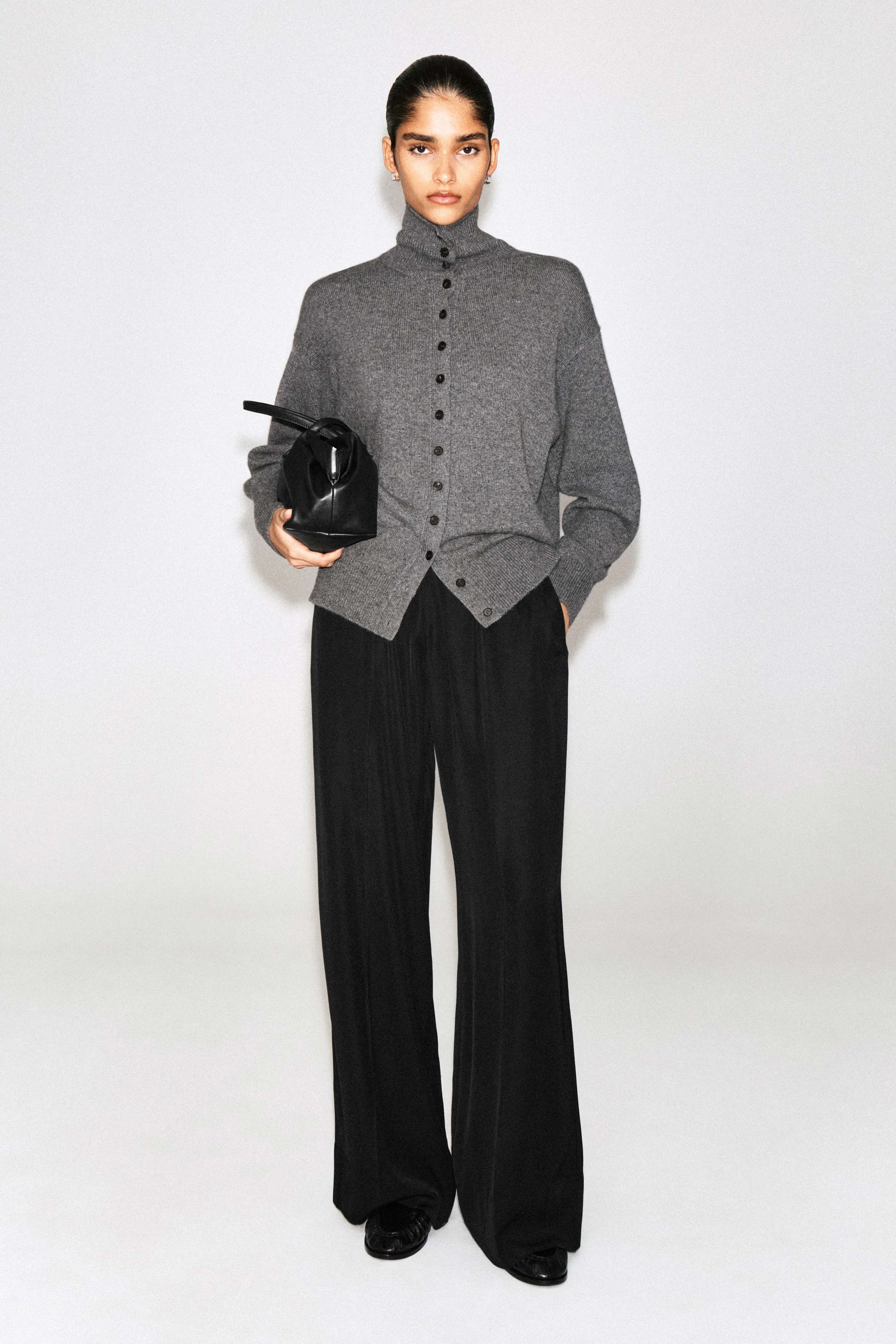 ELASTICATED TWILL STRAIGHT-LEG TROUSERS - 1