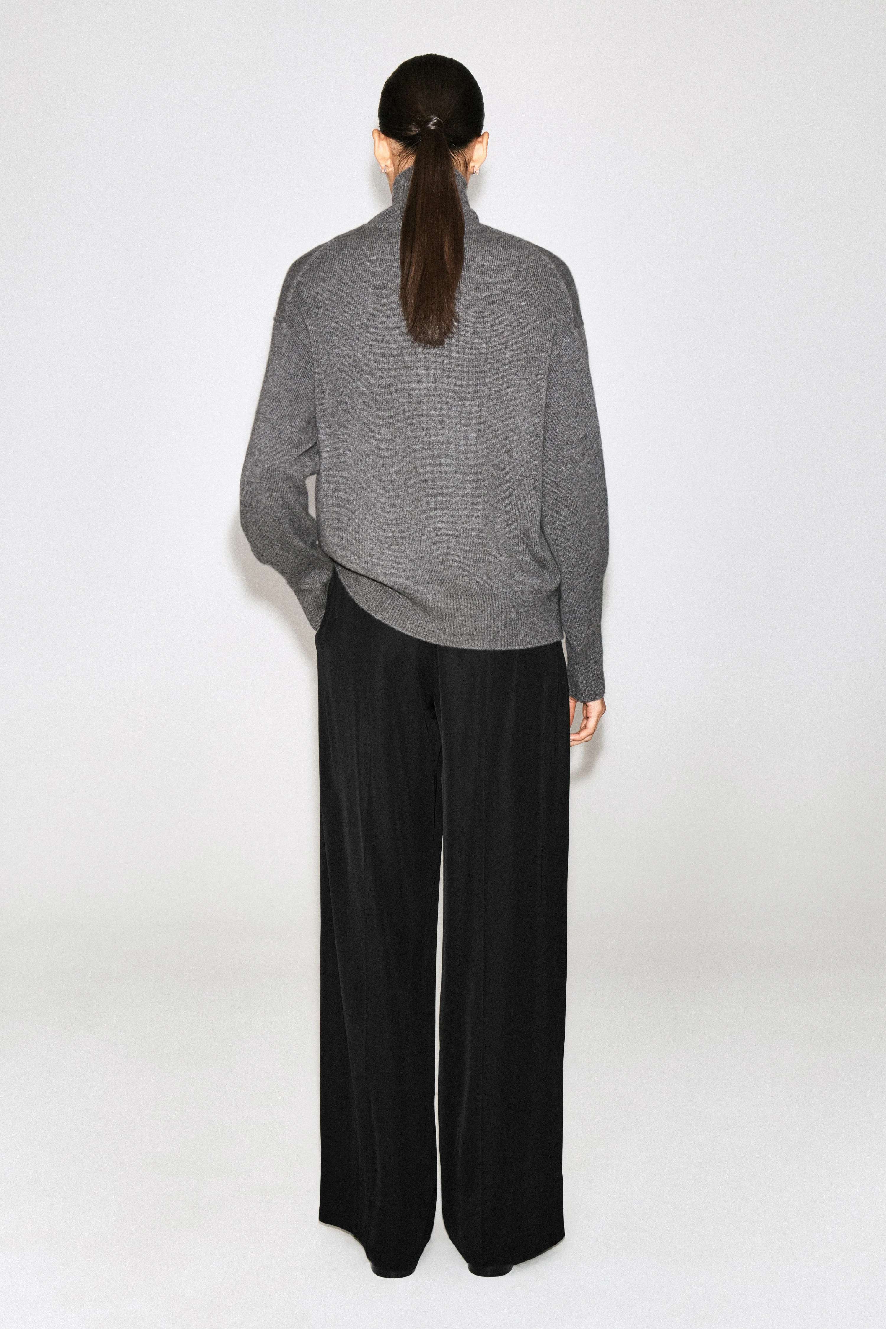 ELASTICATED TWILL STRAIGHT-LEG TROUSERS - 2