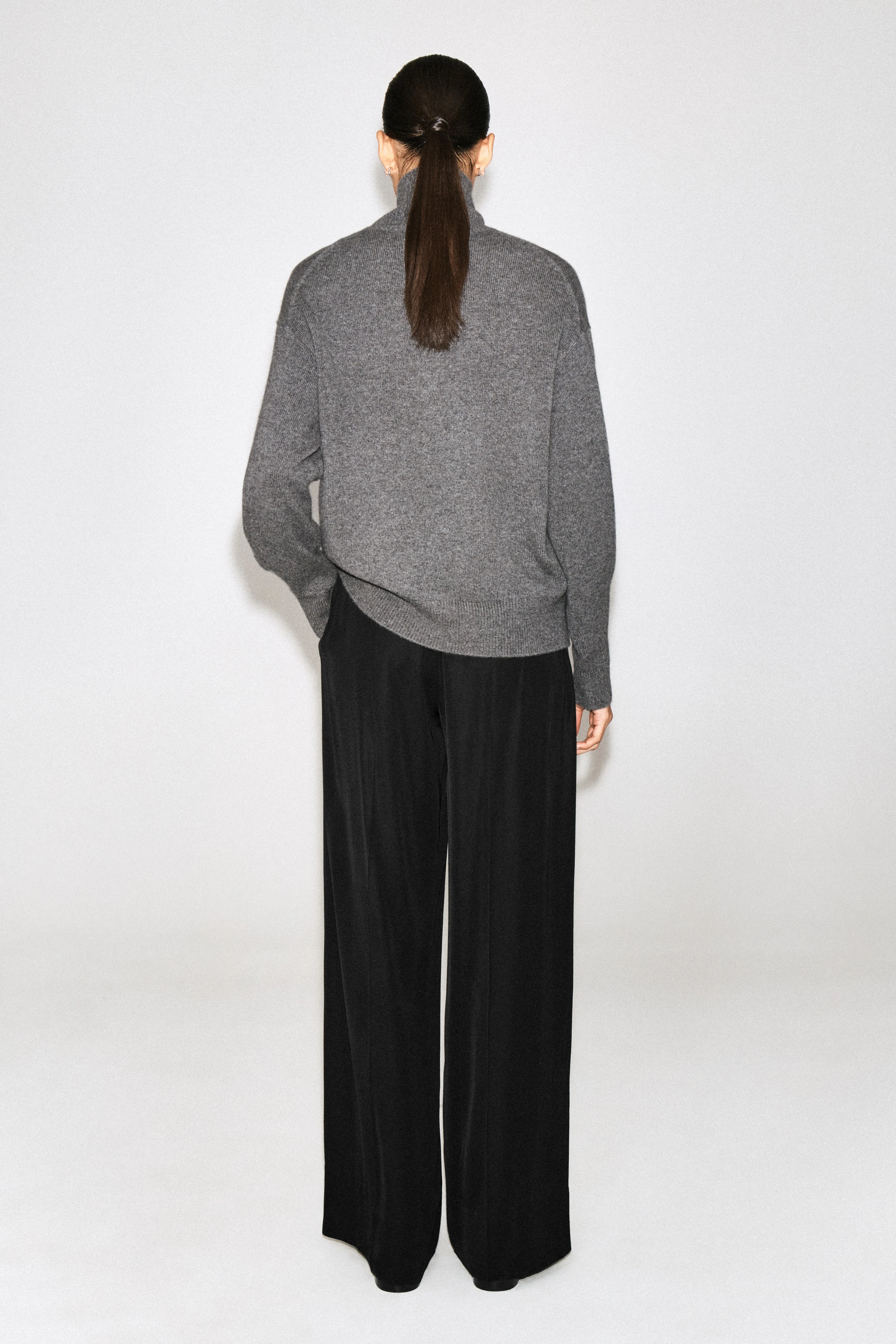 ELASTICATED TWILL STRAIGHT-LEG TROUSERS
