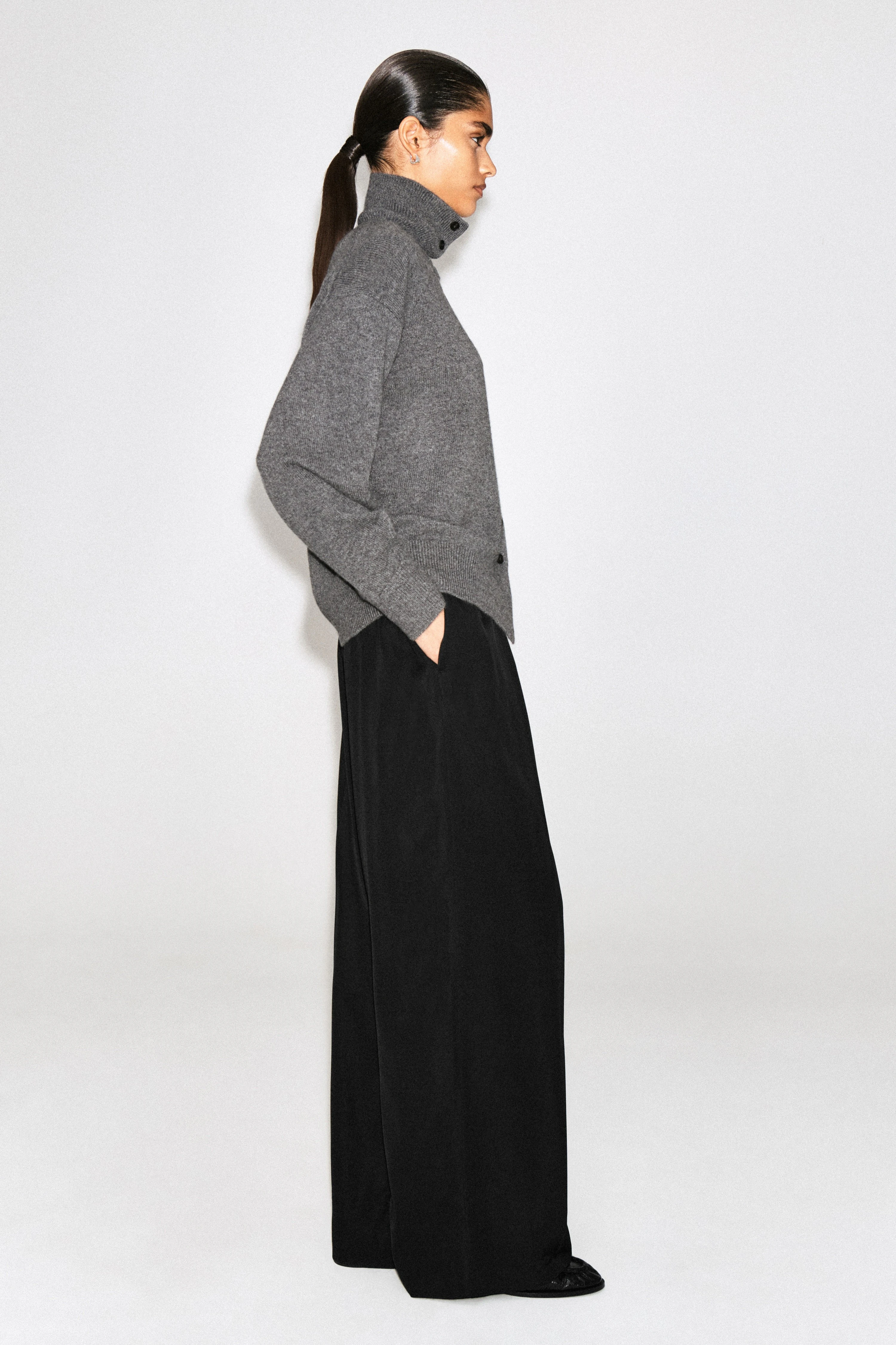 ELASTICATED TWILL STRAIGHT-LEG TROUSERS - 5
