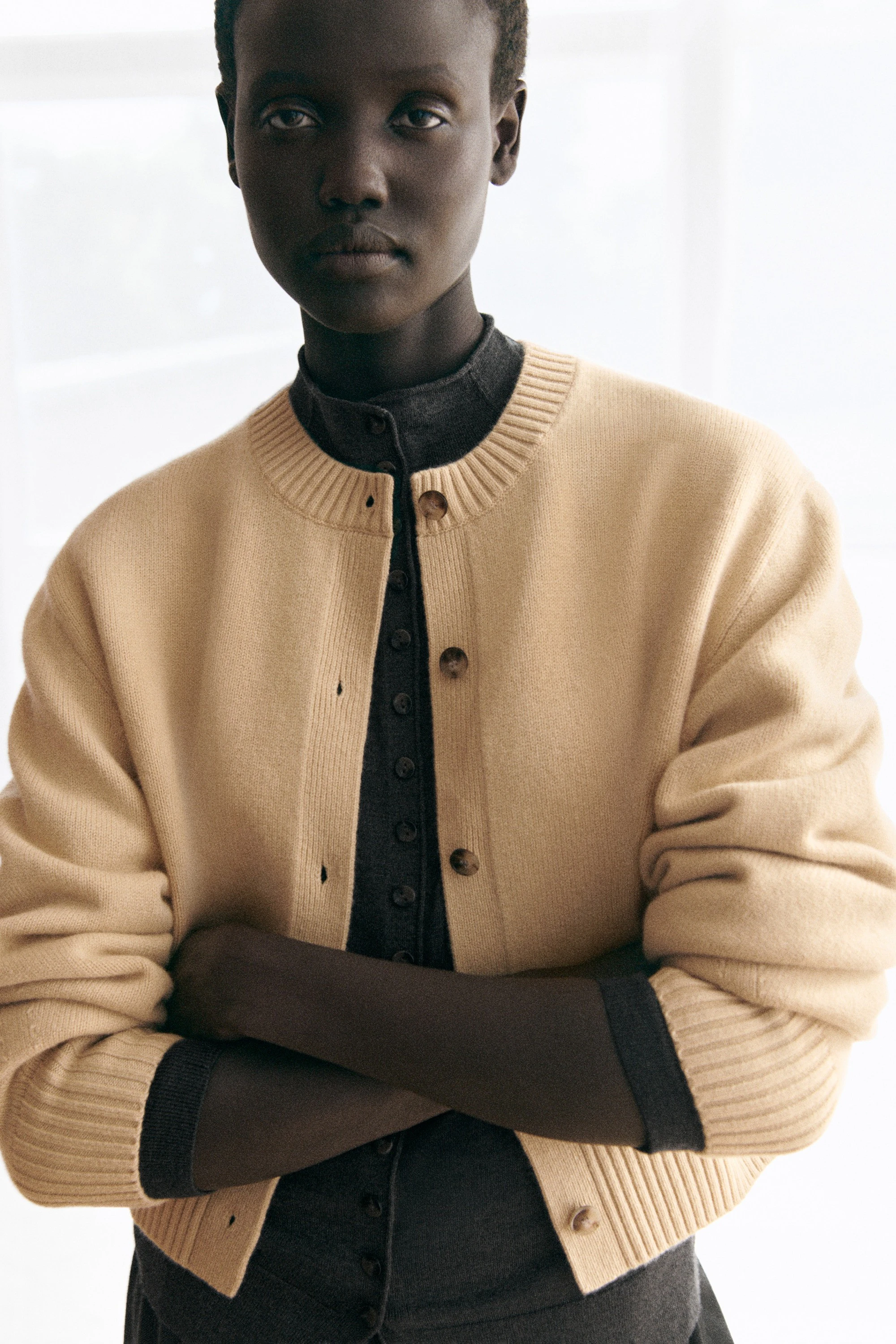 MERINO WOOL FUNNEL-NECK CARDIGAN - 11