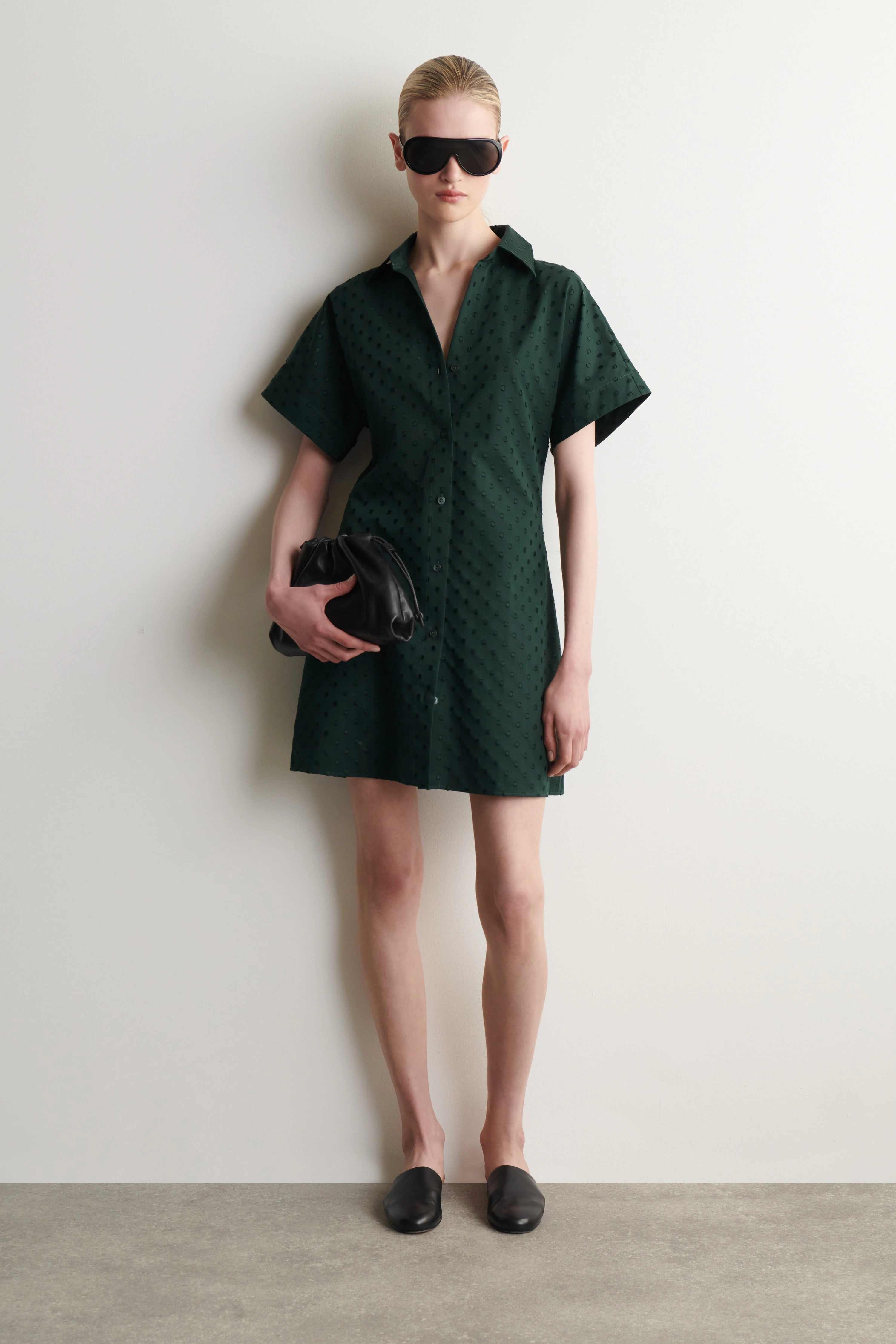 POLKA-DOT COTTON-JACQUARD SHIRT DRESS - 1