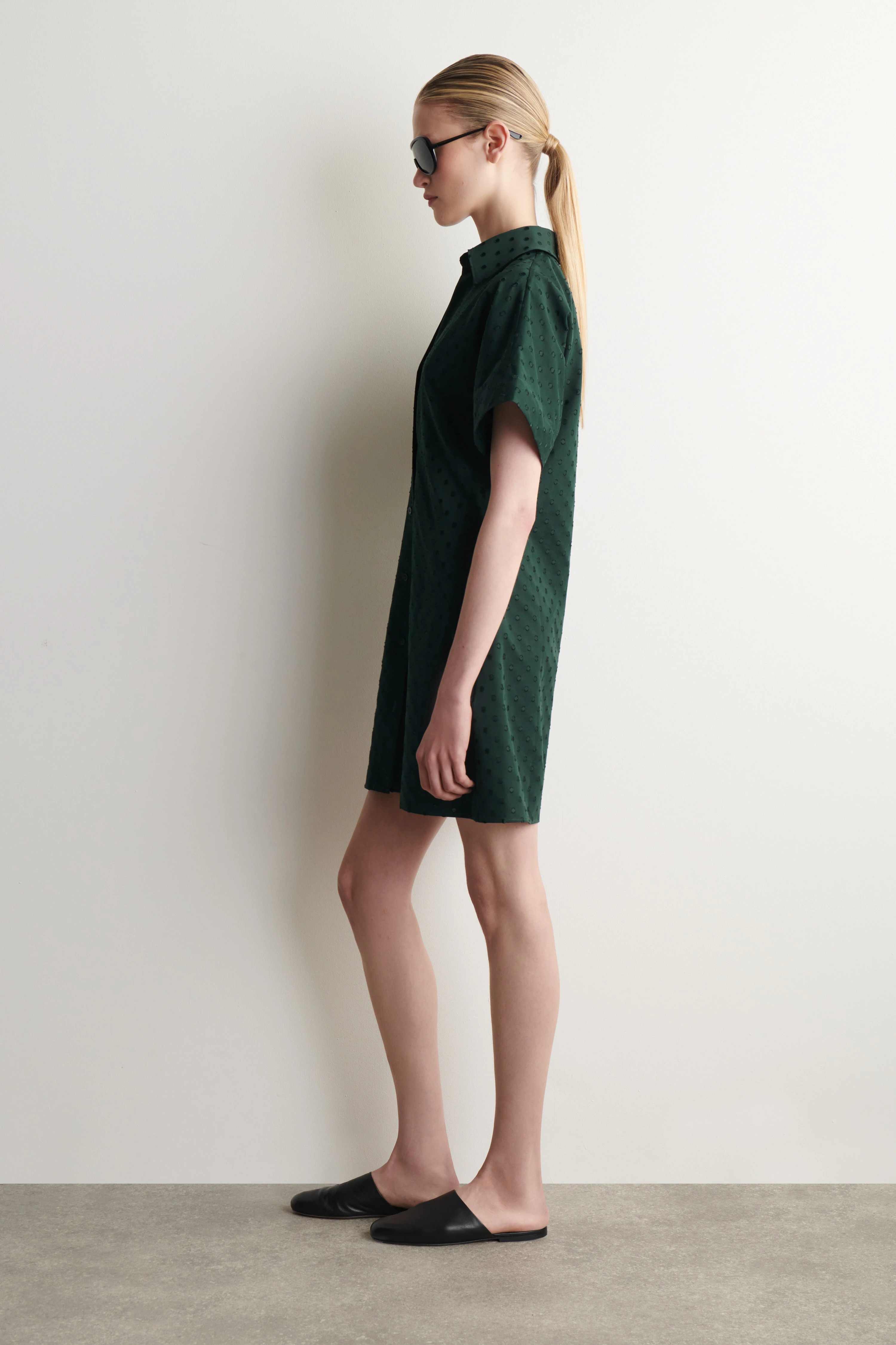 POLKA-DOT COTTON-JACQUARD SHIRT DRESS - 3