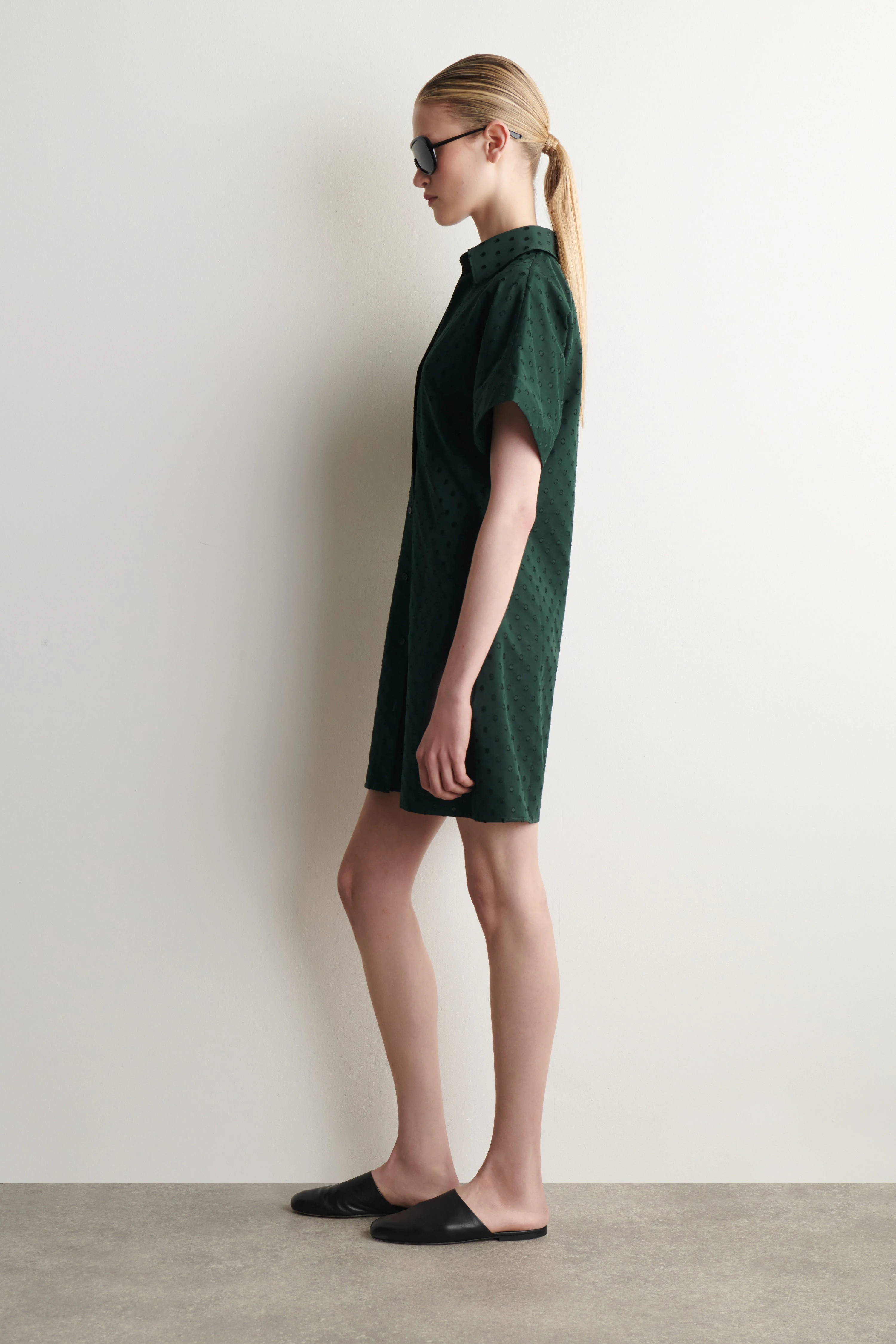 POLKA-DOT COTTON-JACQUARD SHIRT DRESS - 3