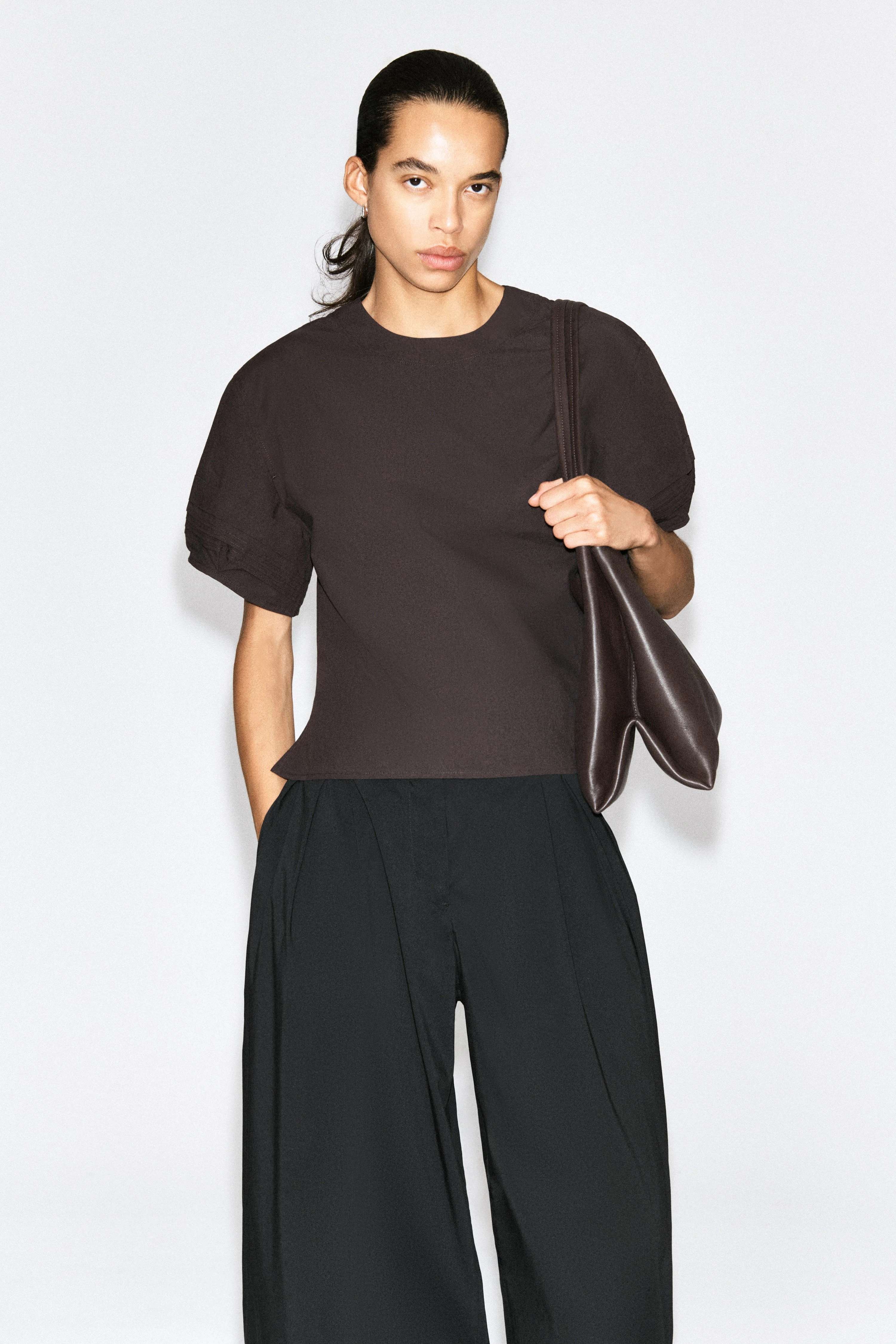 PINTUCKED COTTON BLOUSE - 1