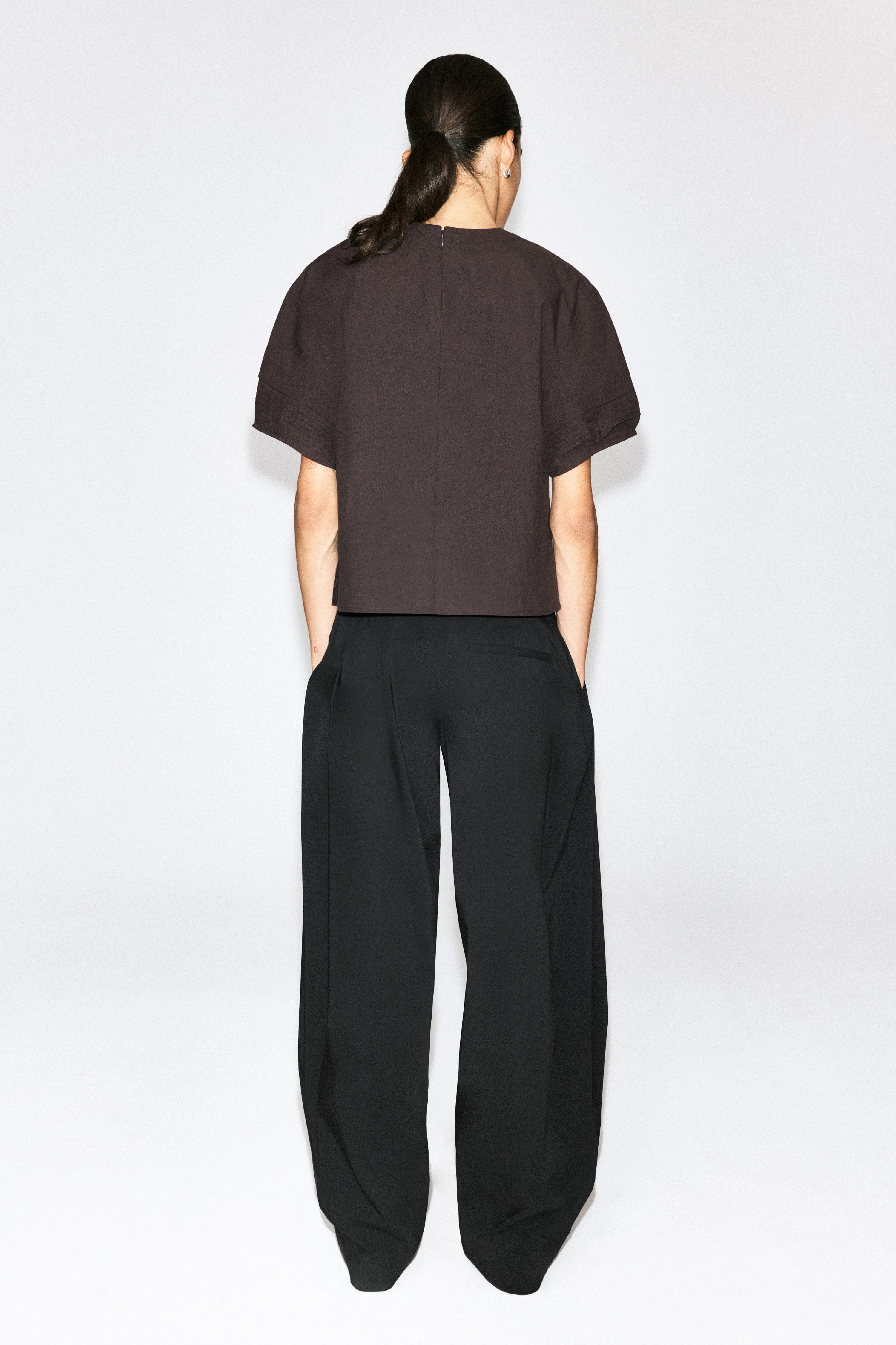 PINTUCKED COTTON BLOUSE