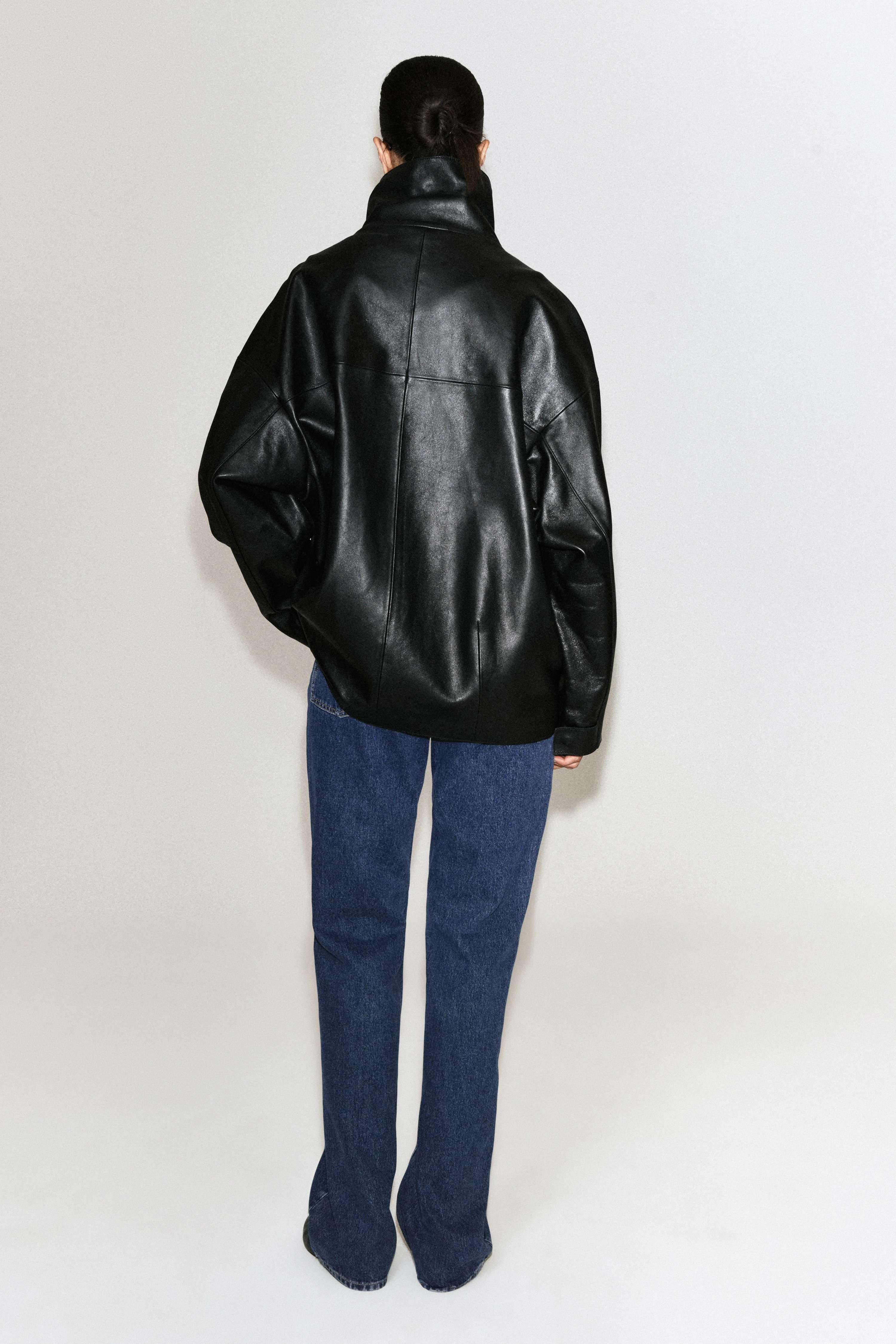 LEATHER FUNNEL-NECK JACKET - 2