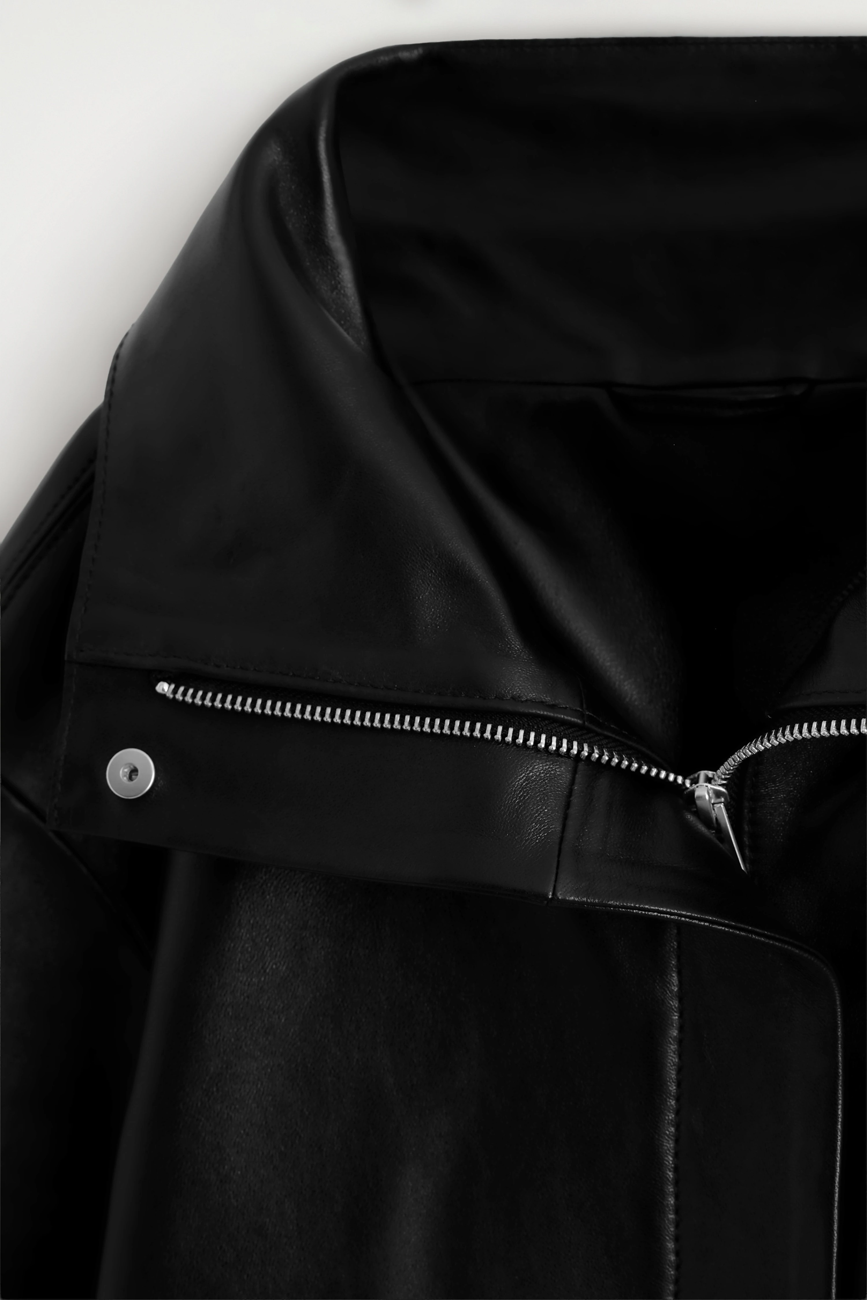 LEATHER FUNNEL-NECK JACKET - 11