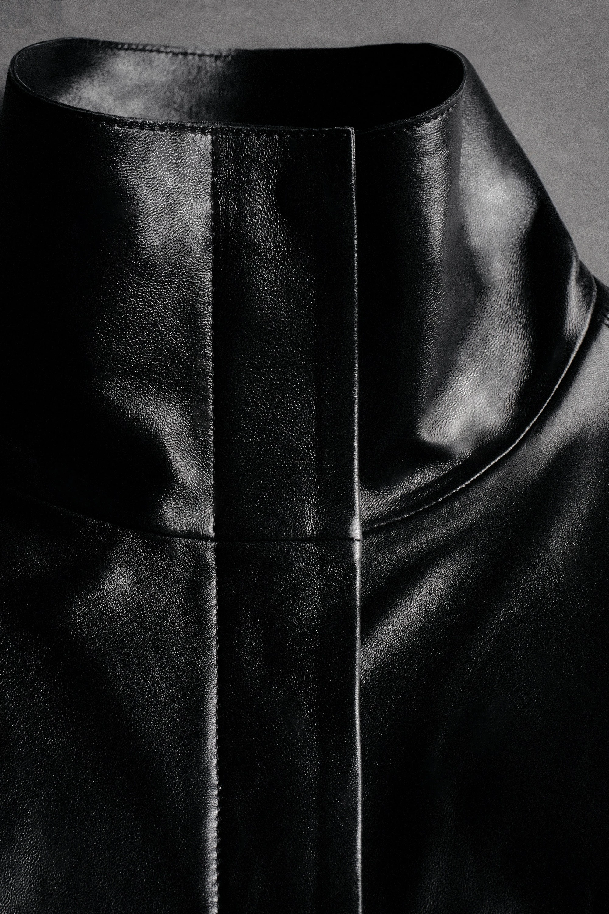 LEATHER FUNNEL-NECK JACKET - 13