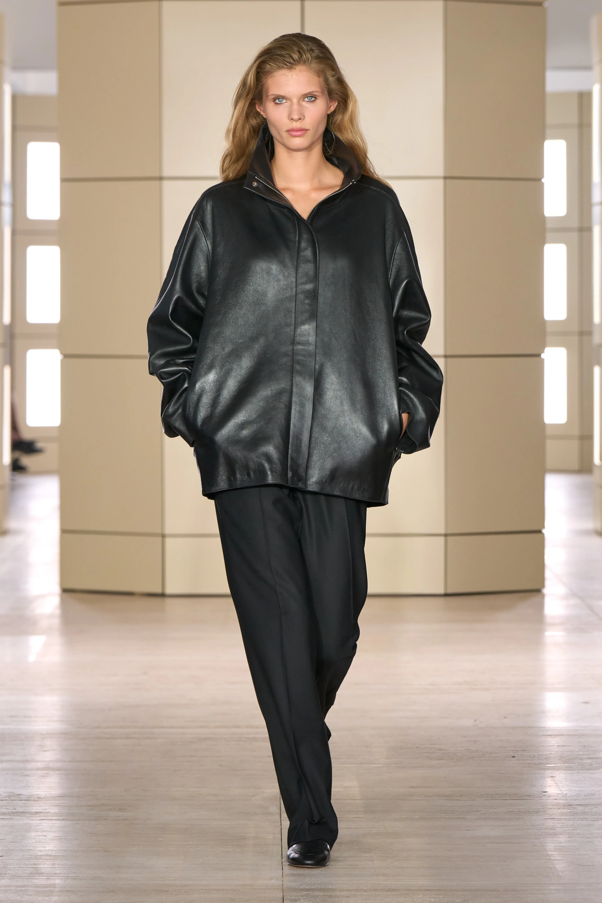 LEATHER FUNNEL-NECK JACKET - 16