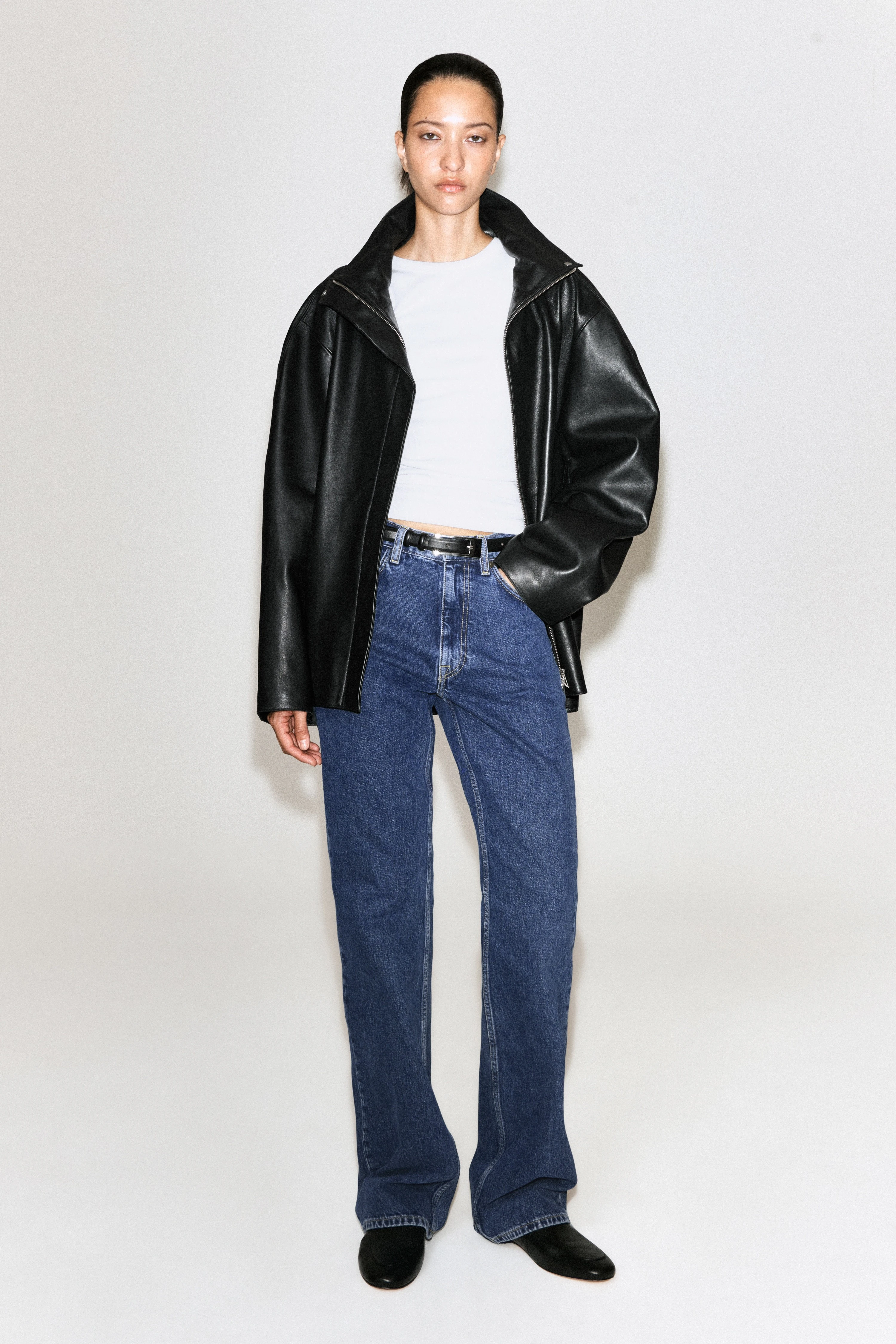 LEATHER FUNNEL-NECK JACKET - 4