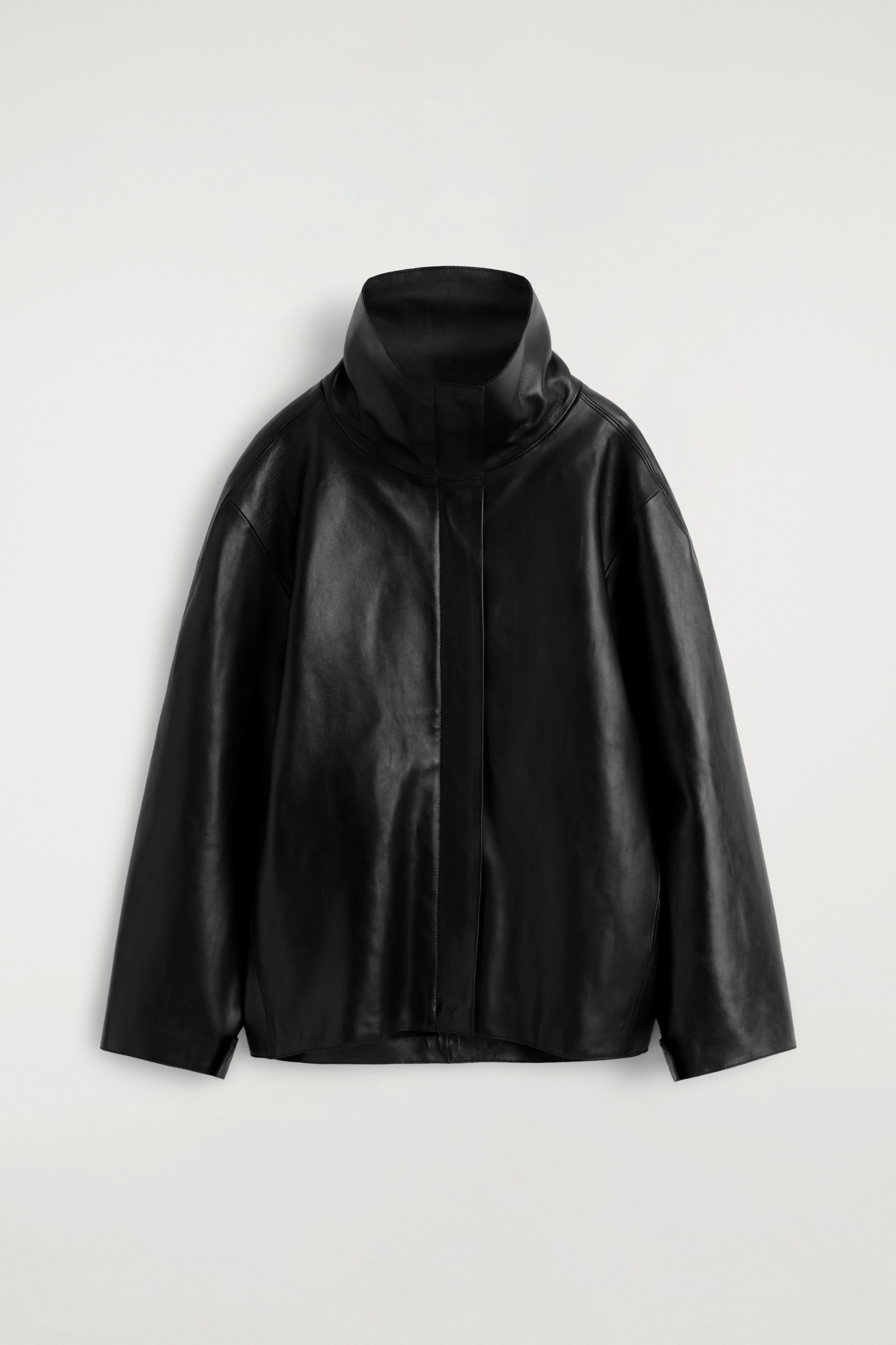 LEATHER FUNNEL-NECK JACKET - 9