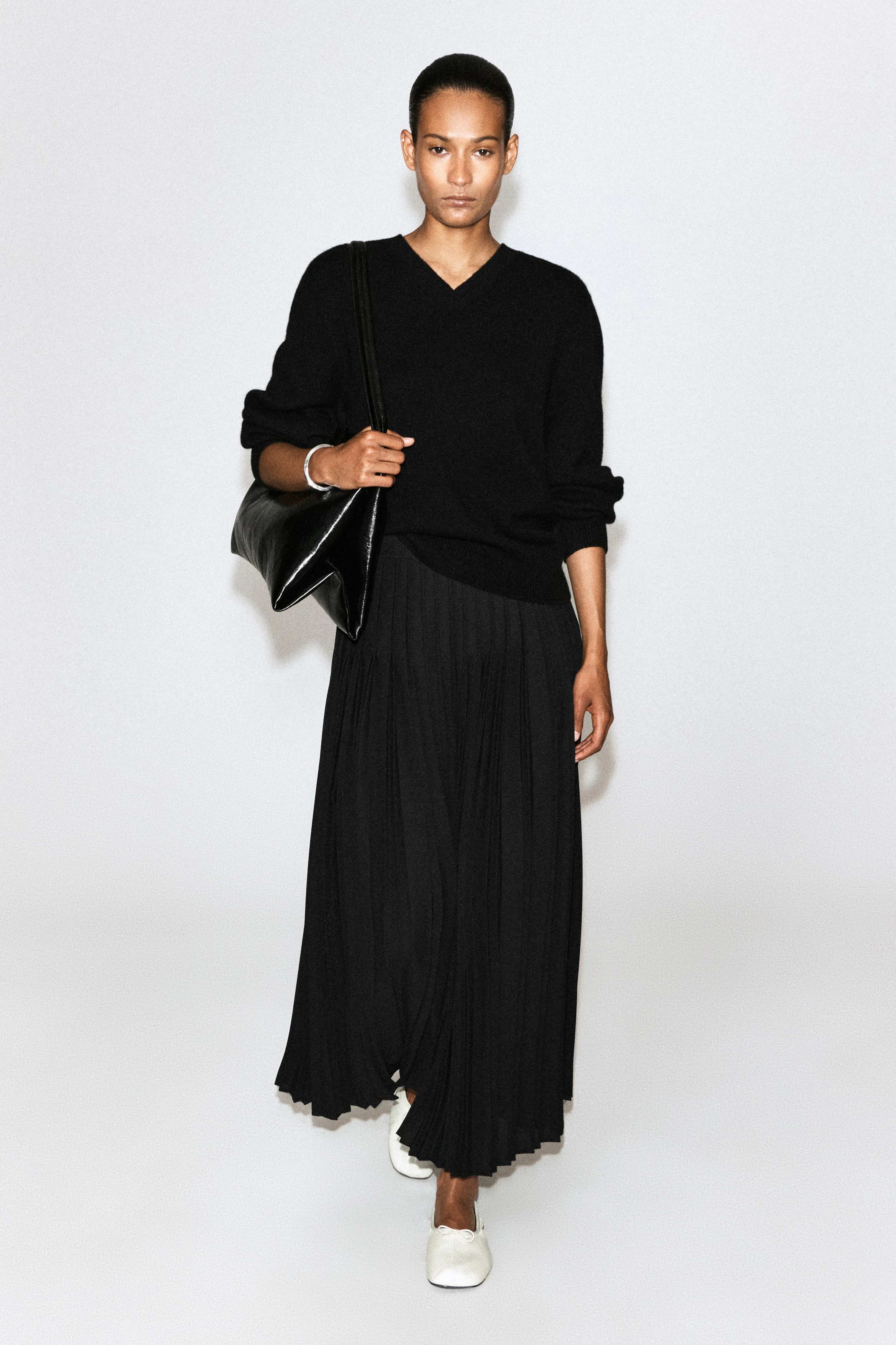 PLEATED CREPE MIDI SKIRT - 1