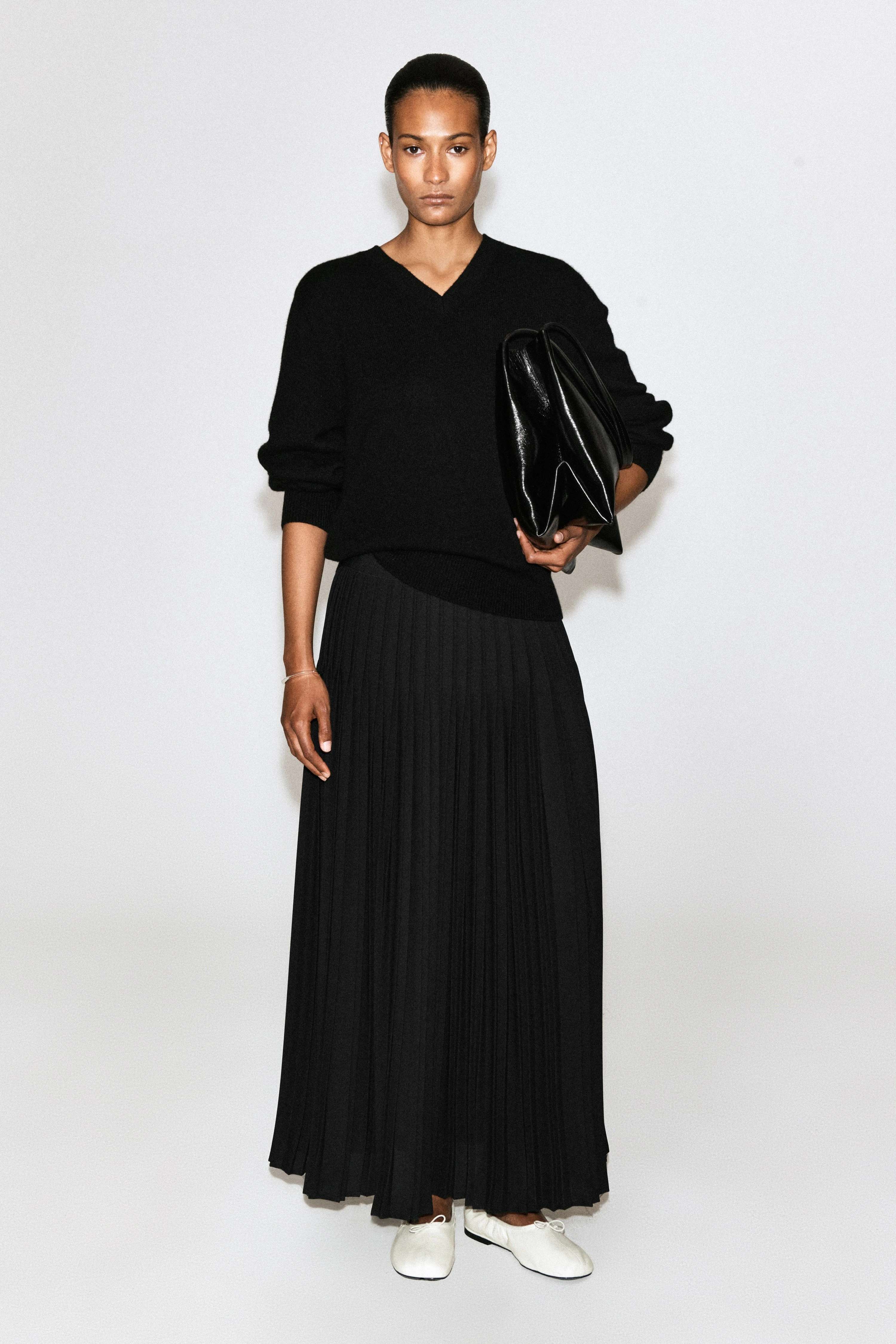 PLEATED CREPE MIDI SKIRT - 4