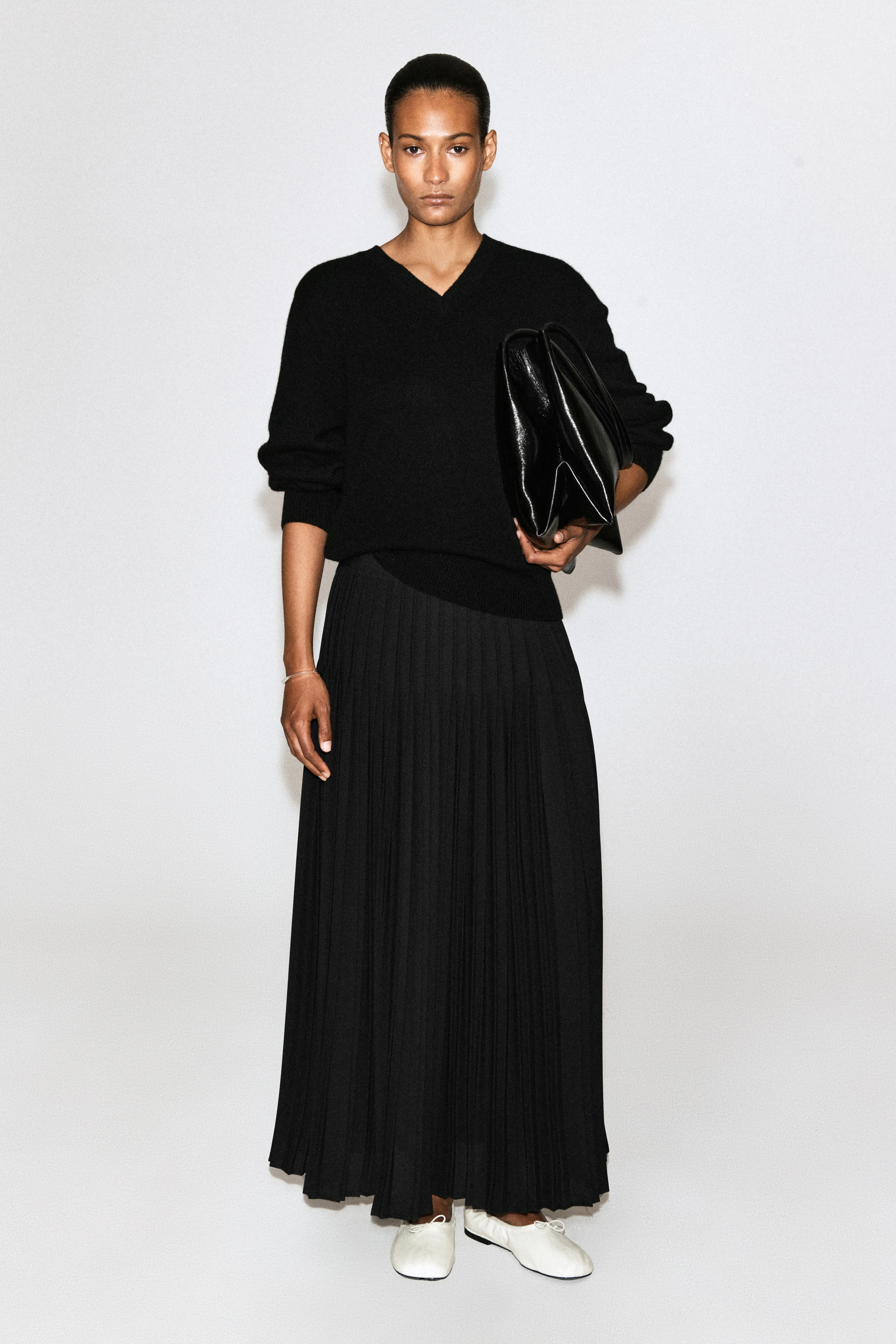 PLEATED CREPE MIDI SKIRT - 4