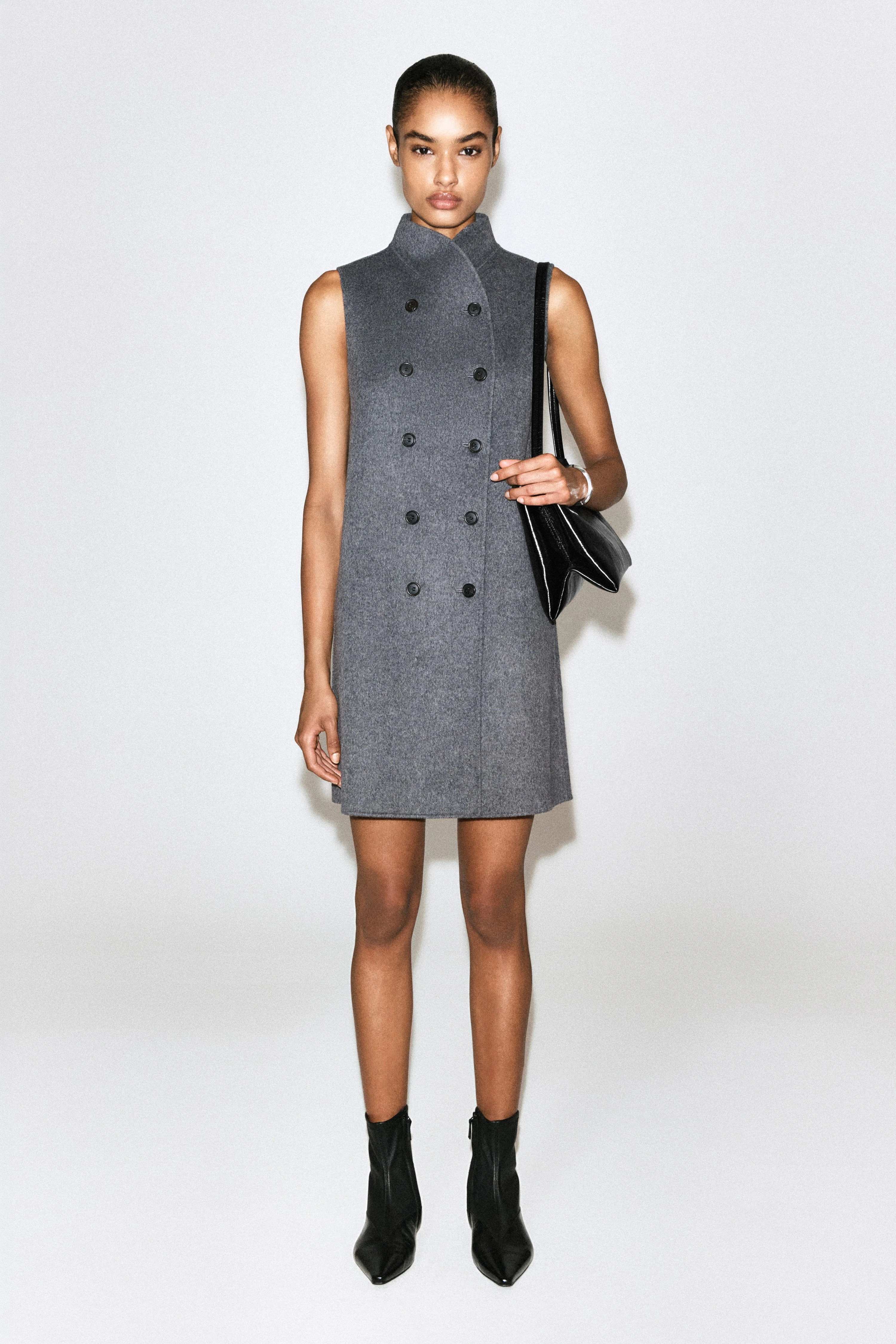 DOUBLE-FACED WOOL-BLEND MINI DRESS