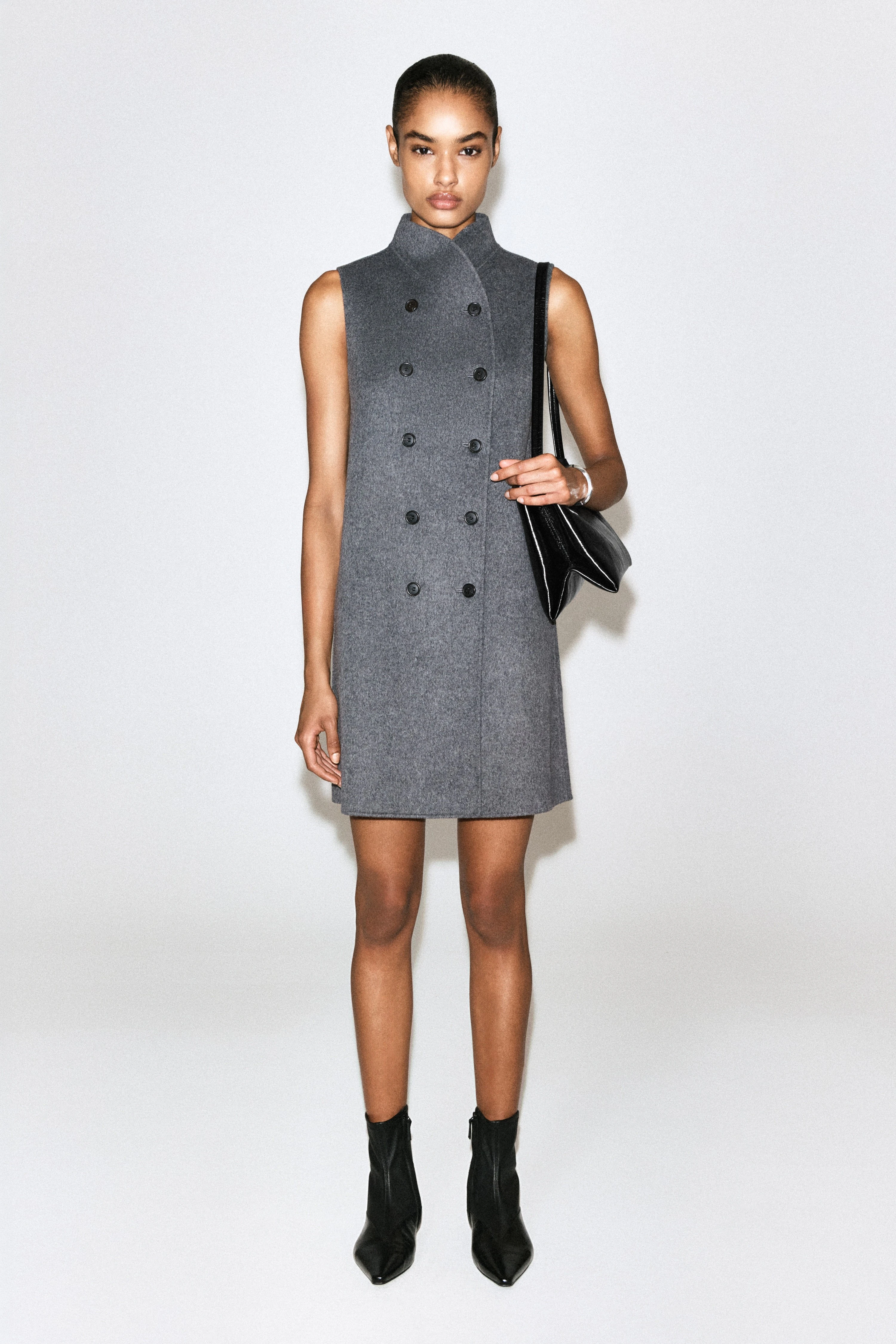 DOUBLE-FACED WOOL-BLEND MINI DRESS - 1
