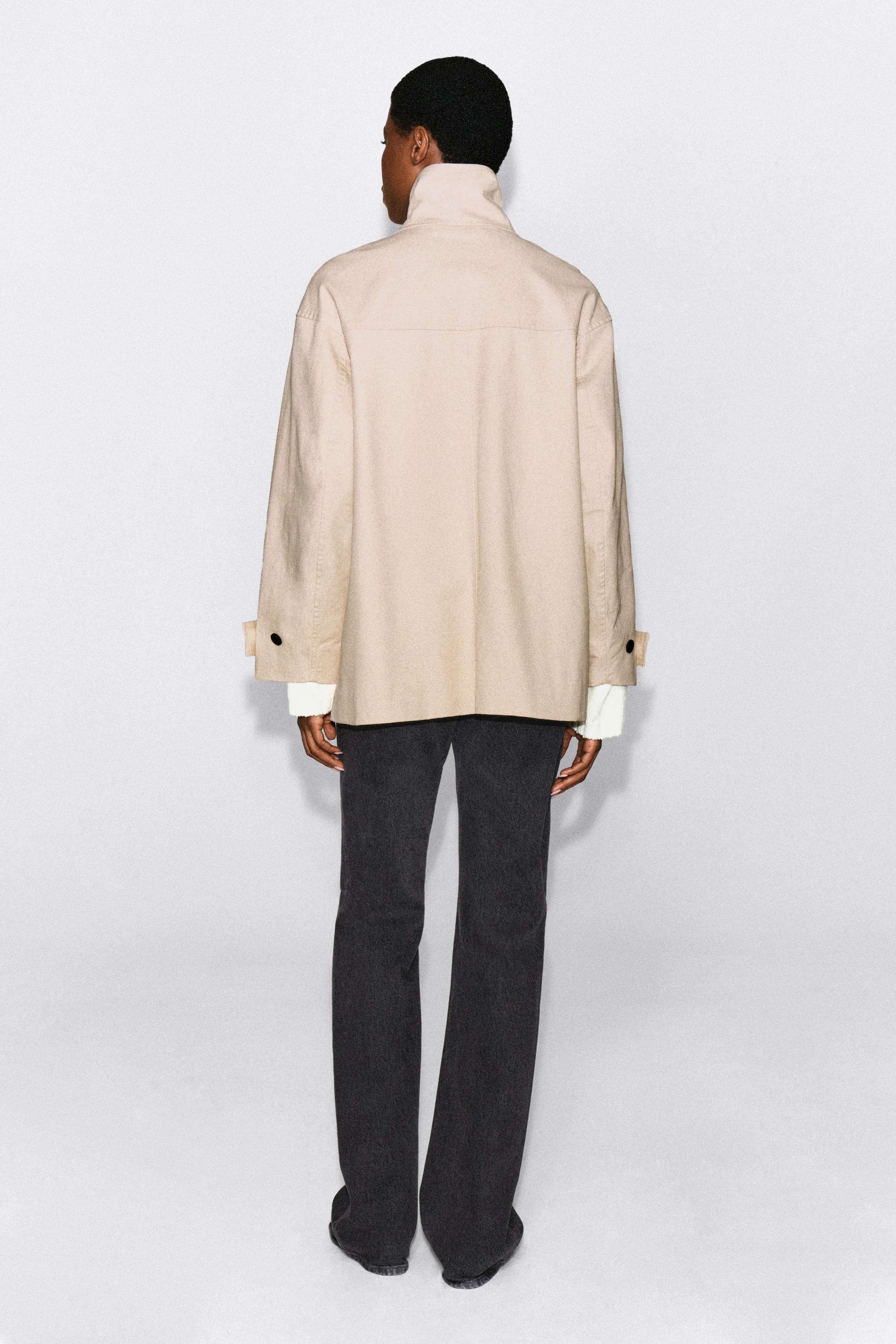 COTTON-TWILL FUNNEL-NECK JACKET