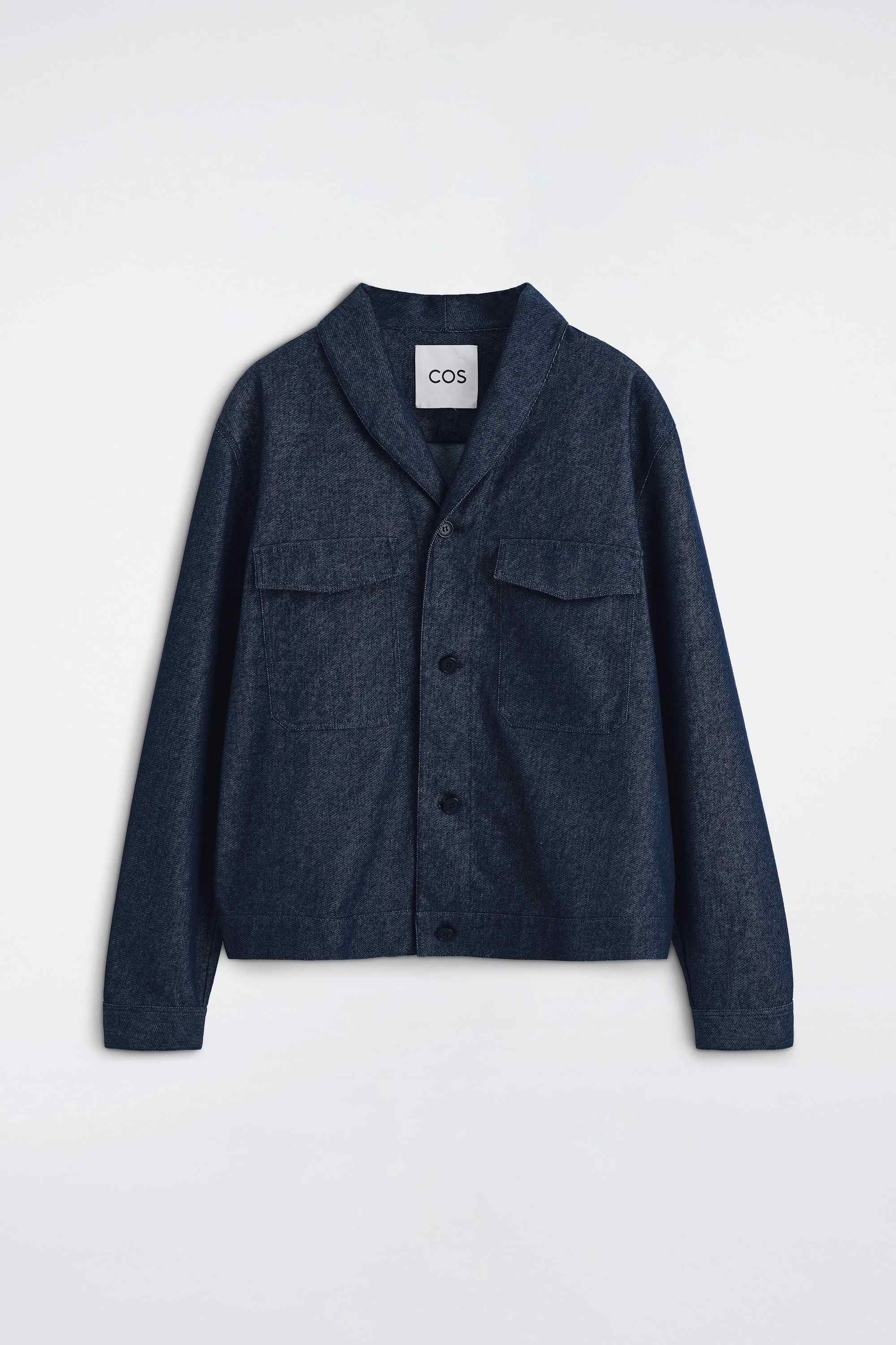 SHAWL-COLLAR DENIM-EFFECT OVERSHIRT - 6