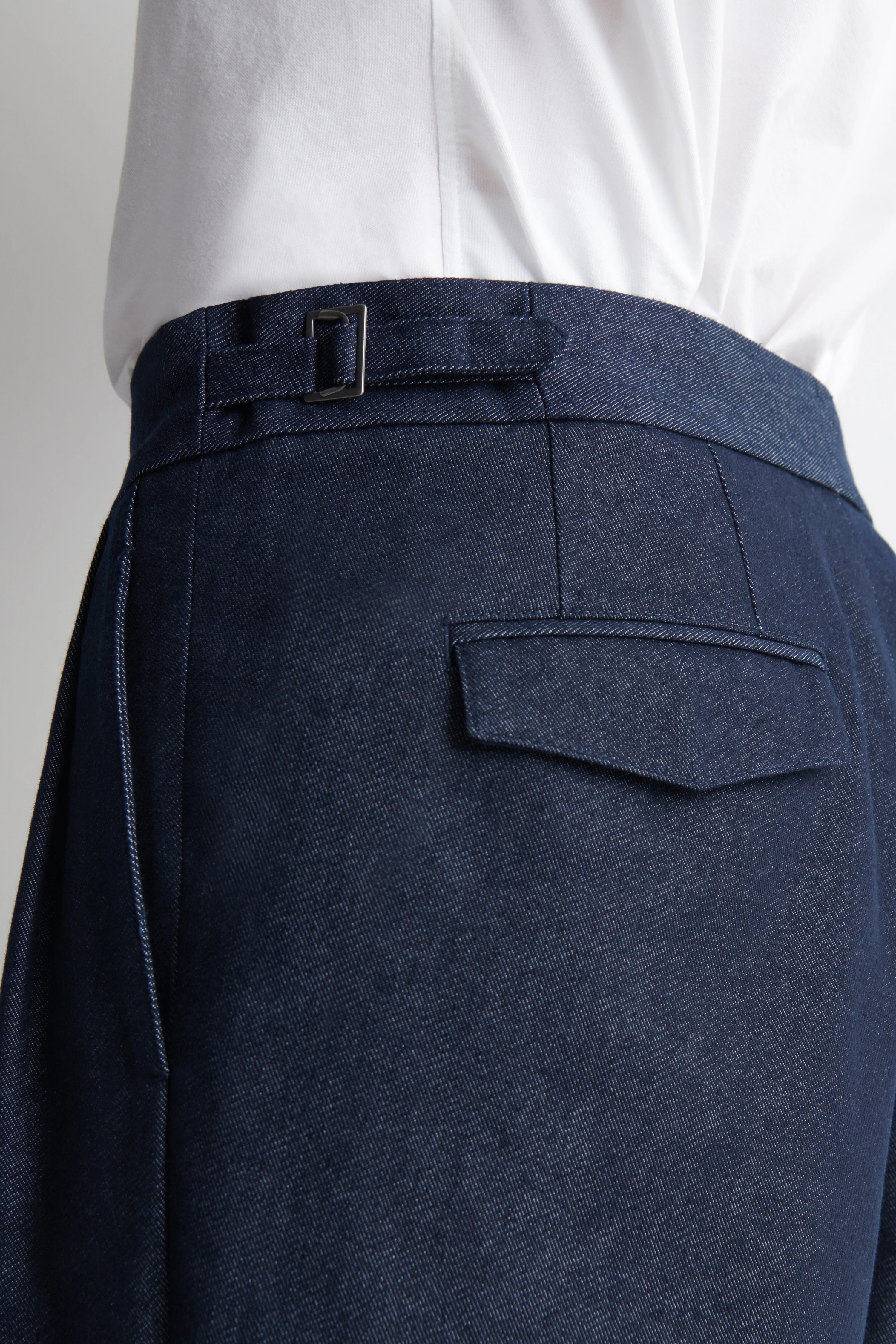 DENIM-EFFECT RELAXED-FIT TAPERED TROUSERS