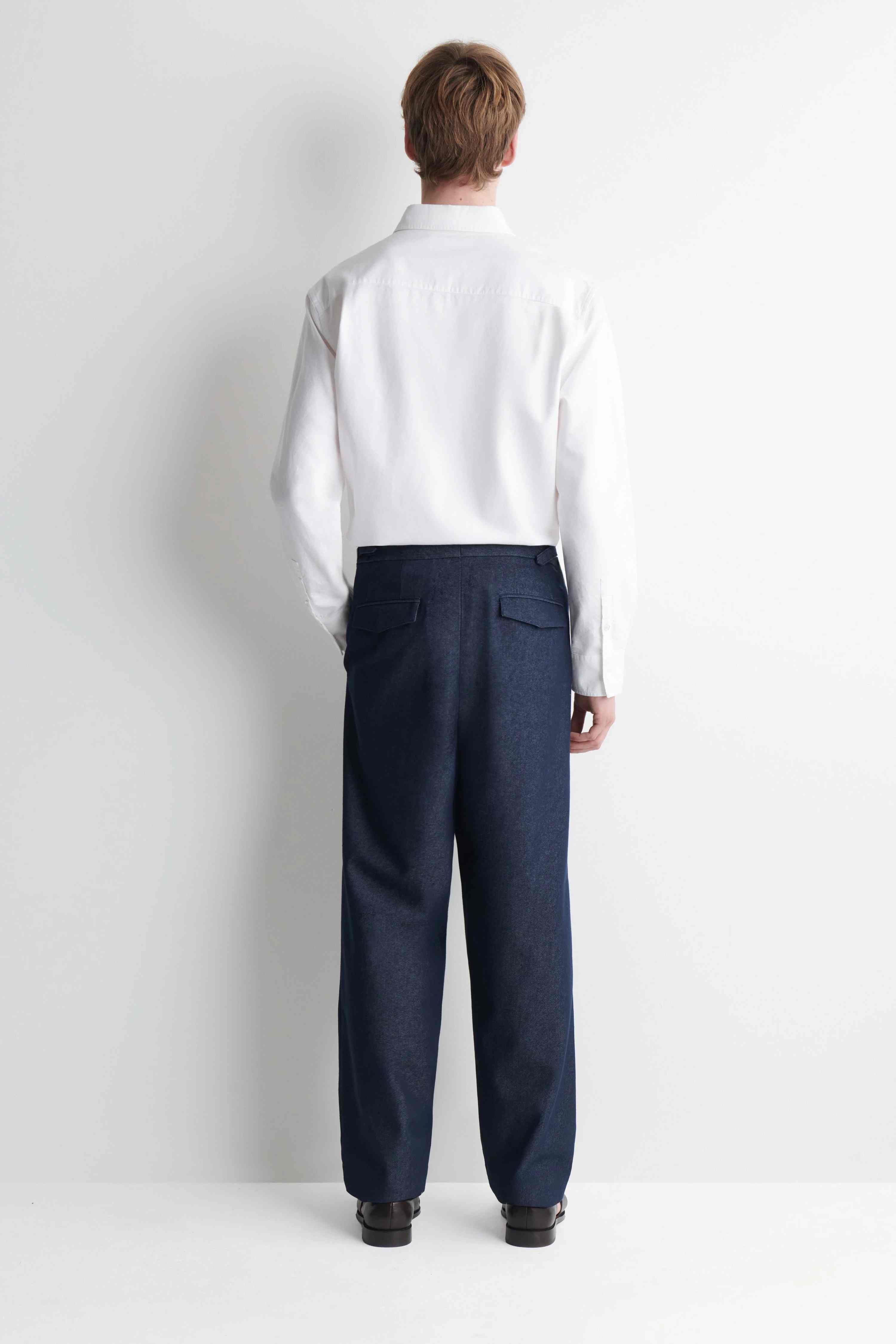 DENIM-EFFECT RELAXED-FIT TAPERED TROUSERS - 3