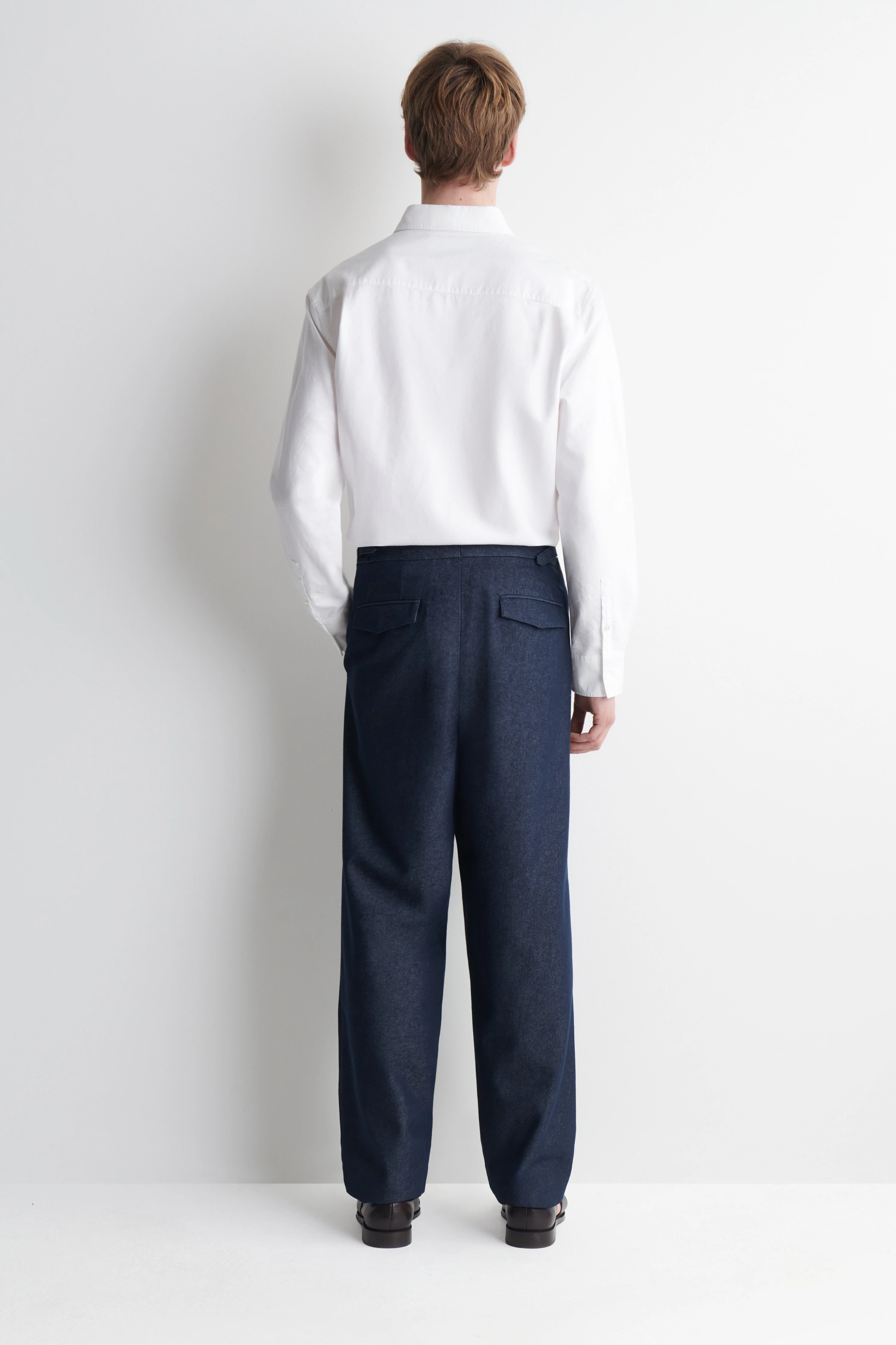 DENIM-EFFECT RELAXED-FIT TAPERED TROUSERS - 3