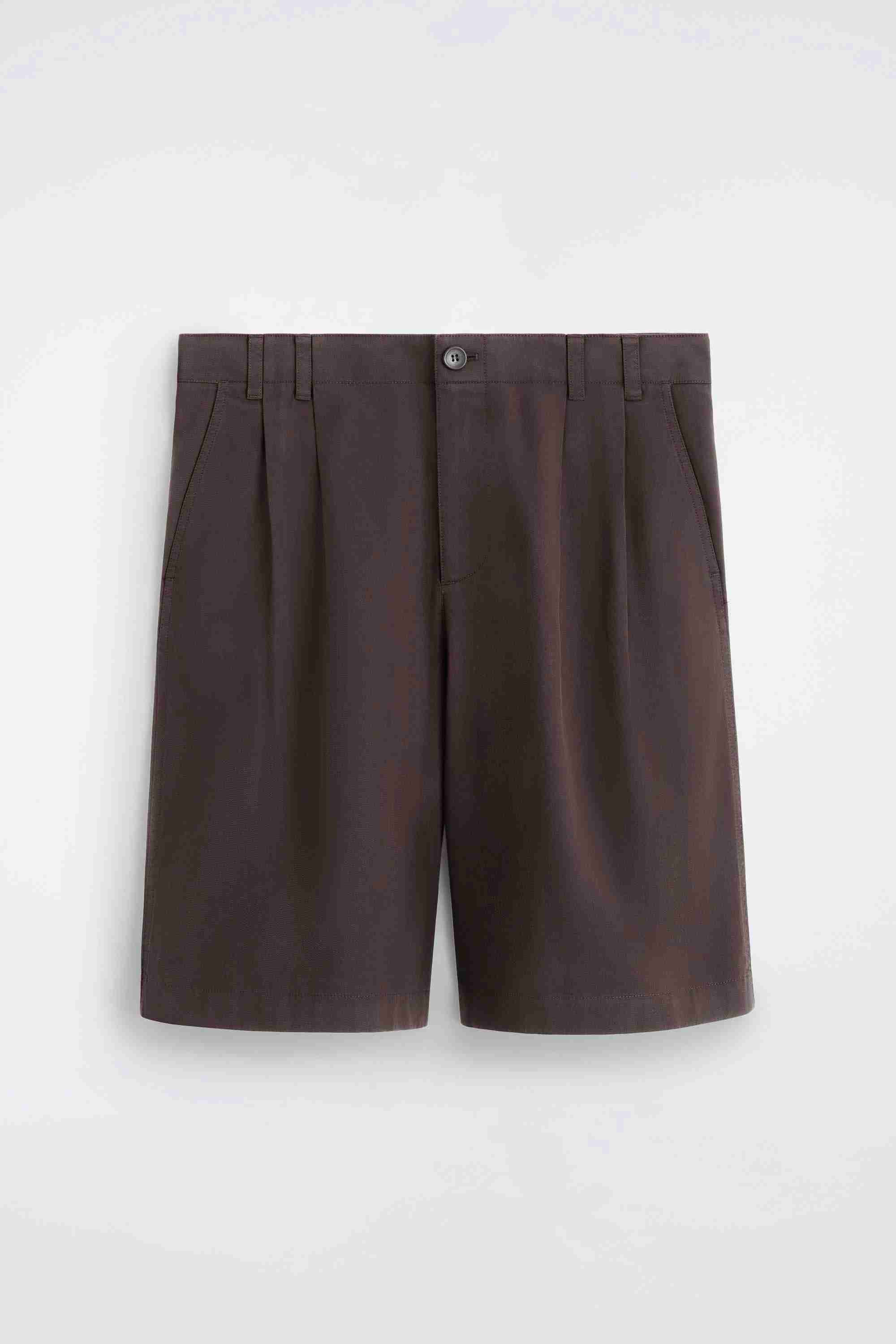 TAILORED PLEATED COTTON SHORTS - 5