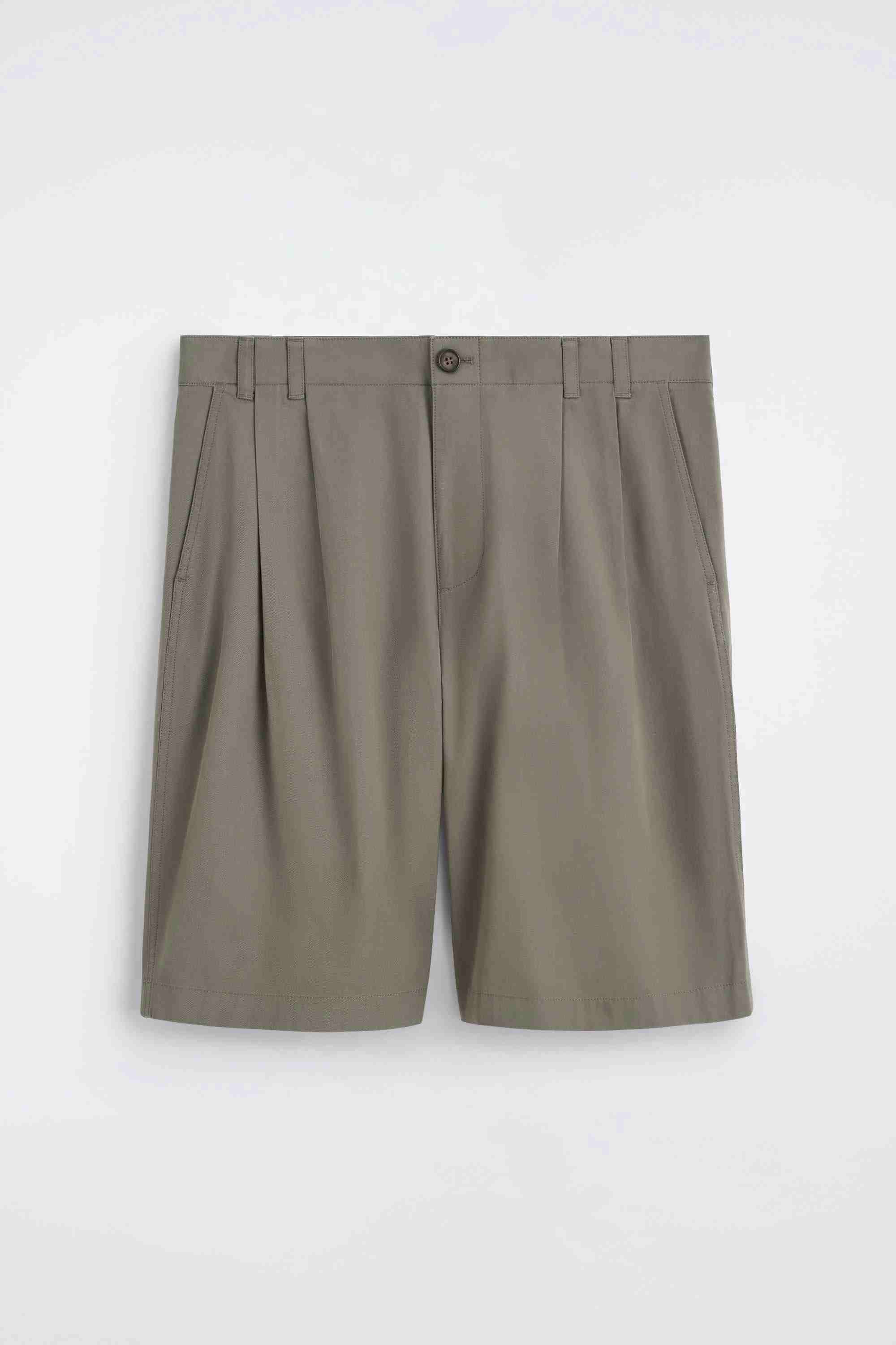 TAILORED PLEATED COTTON SHORTS - 5