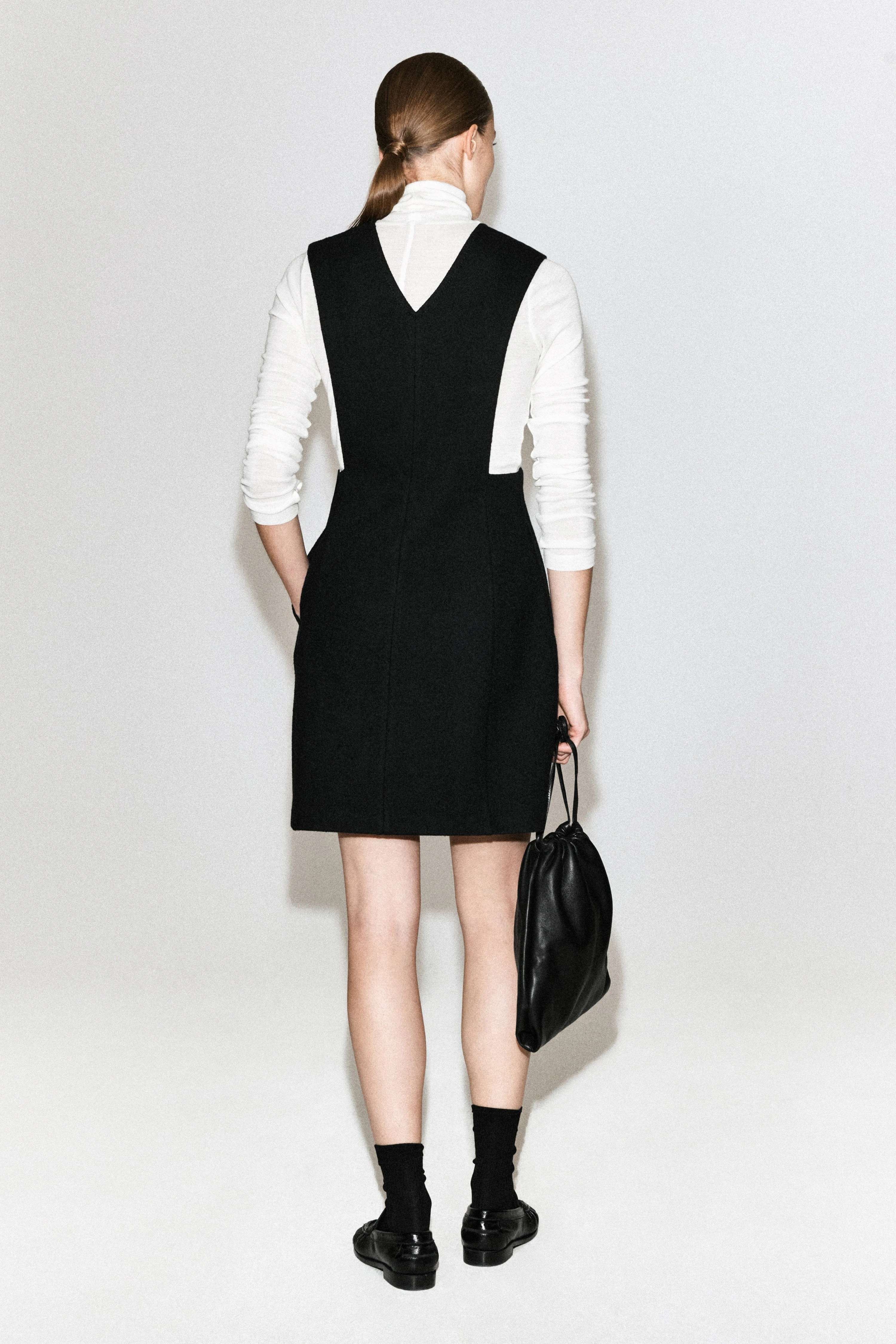 BOILED WOOL-BLEND MINI PINAFORE DRESS