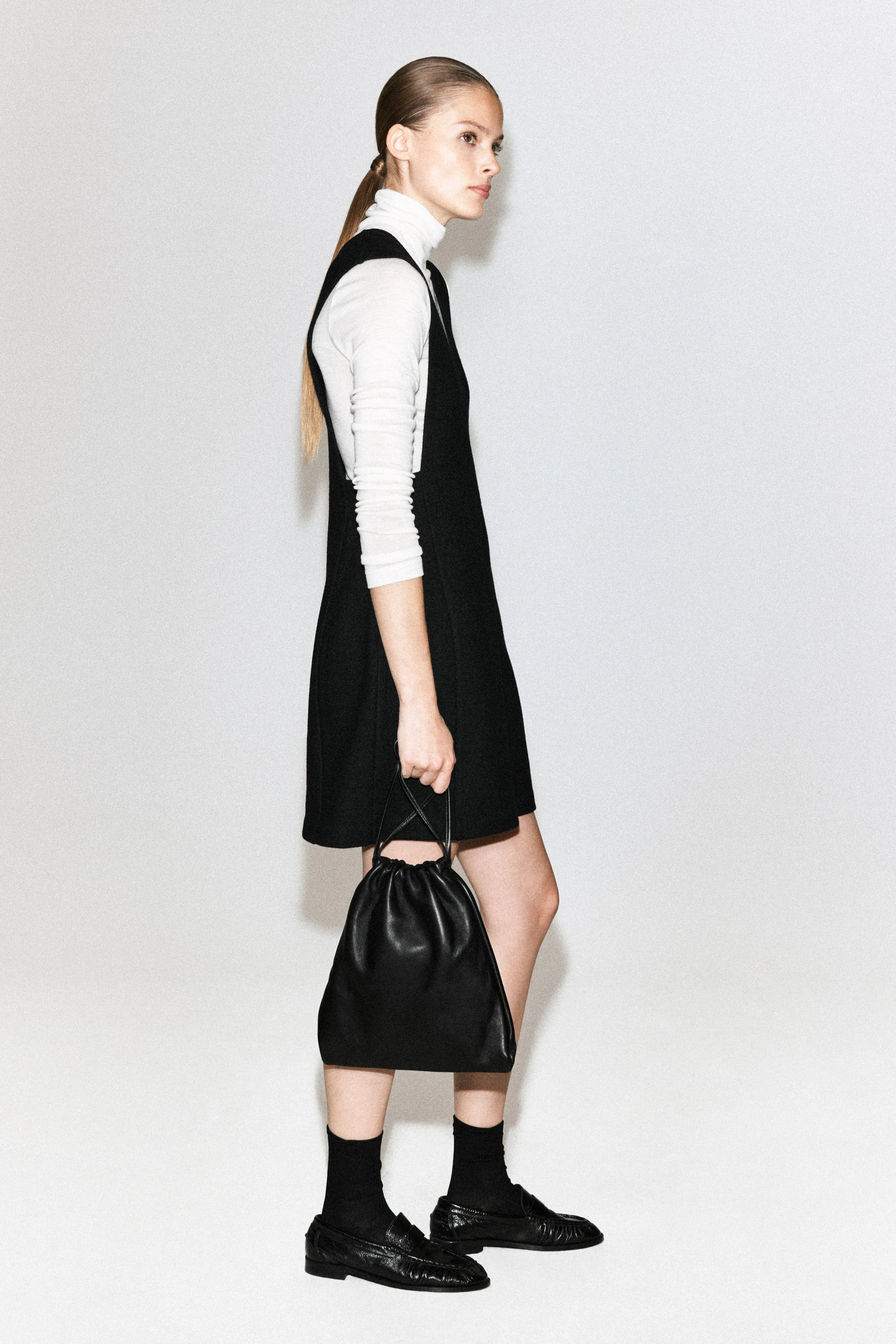 BOILED WOOL-BLEND MINI PINAFORE DRESS - 4