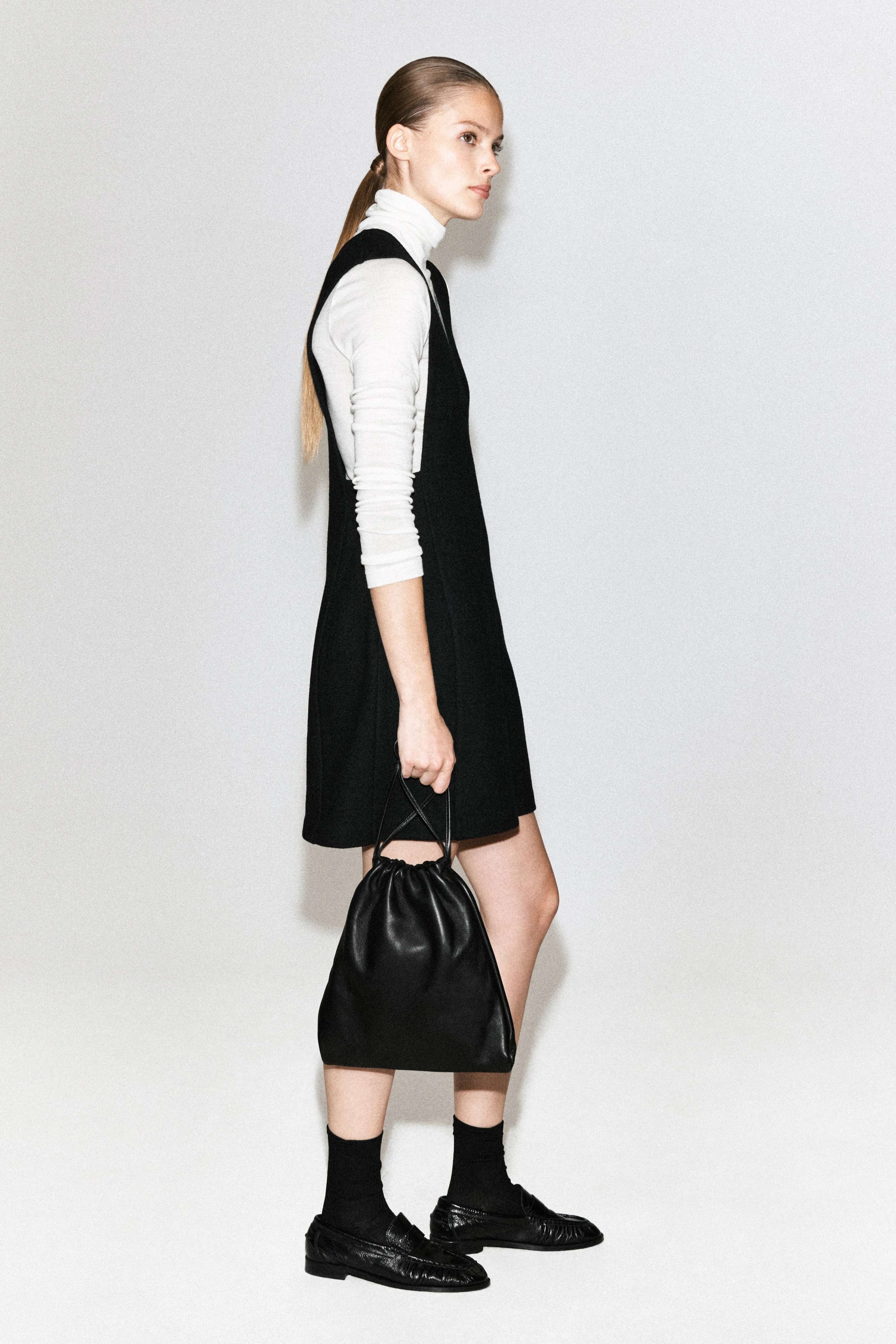 BOILED WOOL-BLEND MINI PINAFORE DRESS - 4