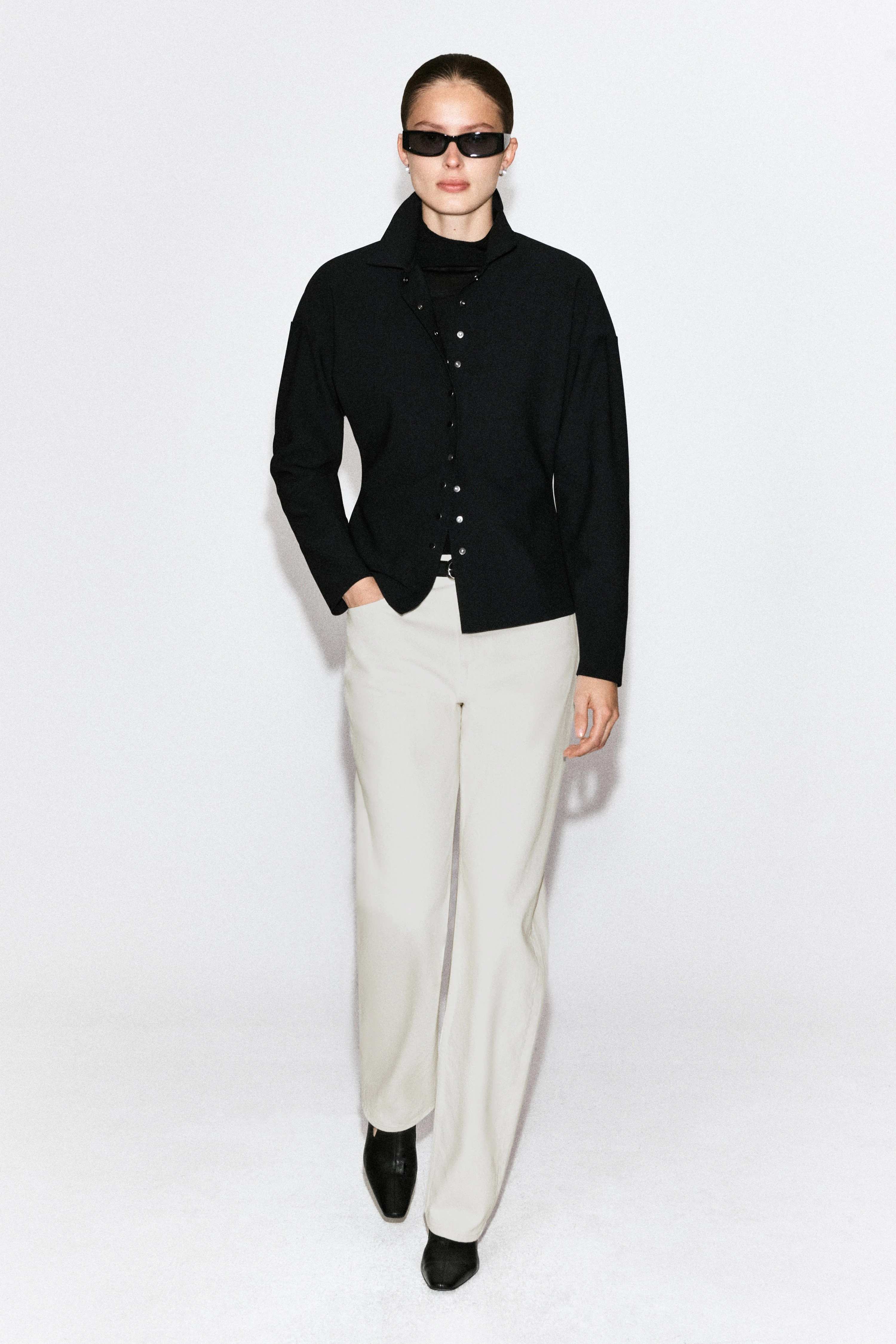 WAISTED CREPE-JERSEY SHIRT - 3