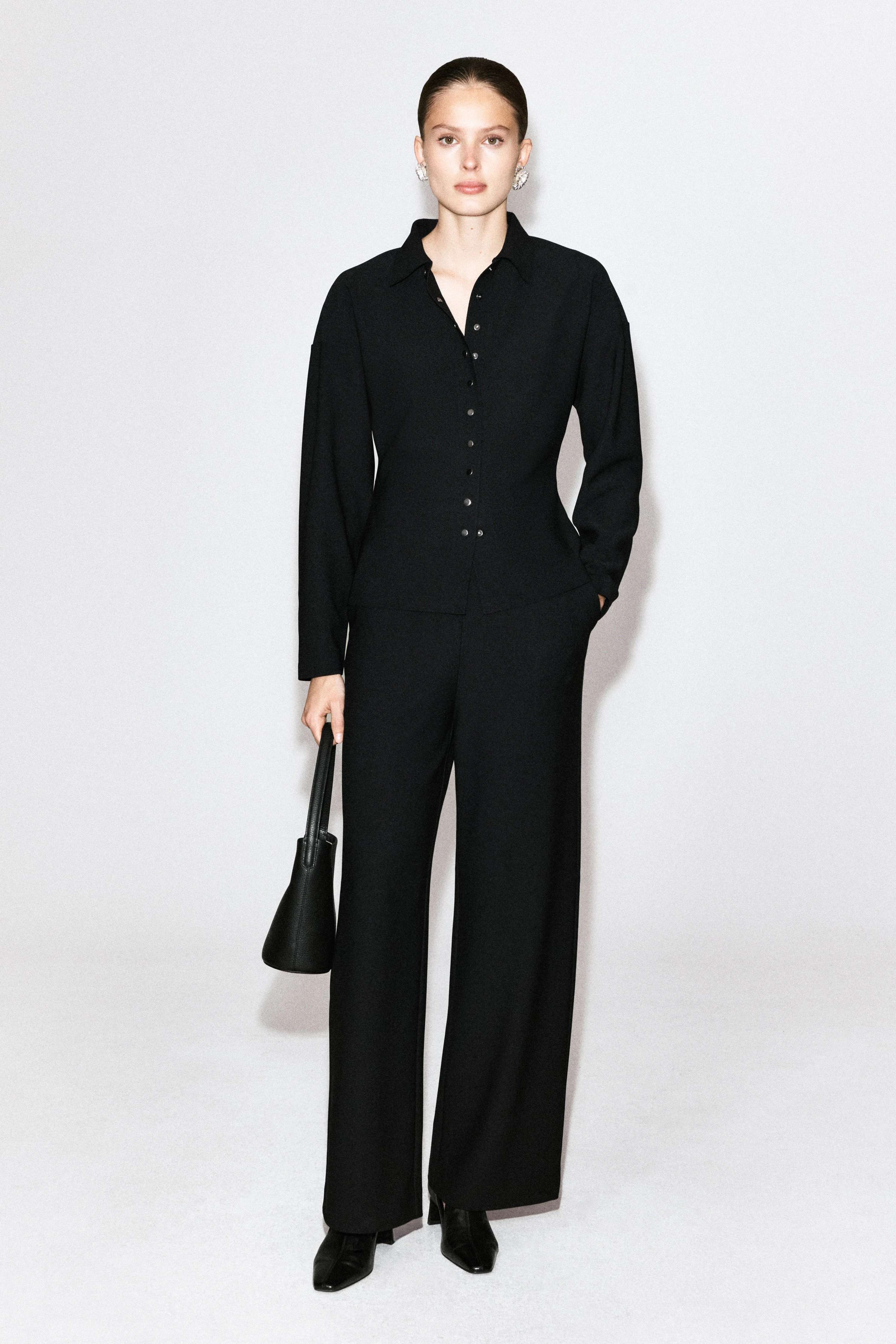 WAISTED CREPE-JERSEY SHIRT - 4