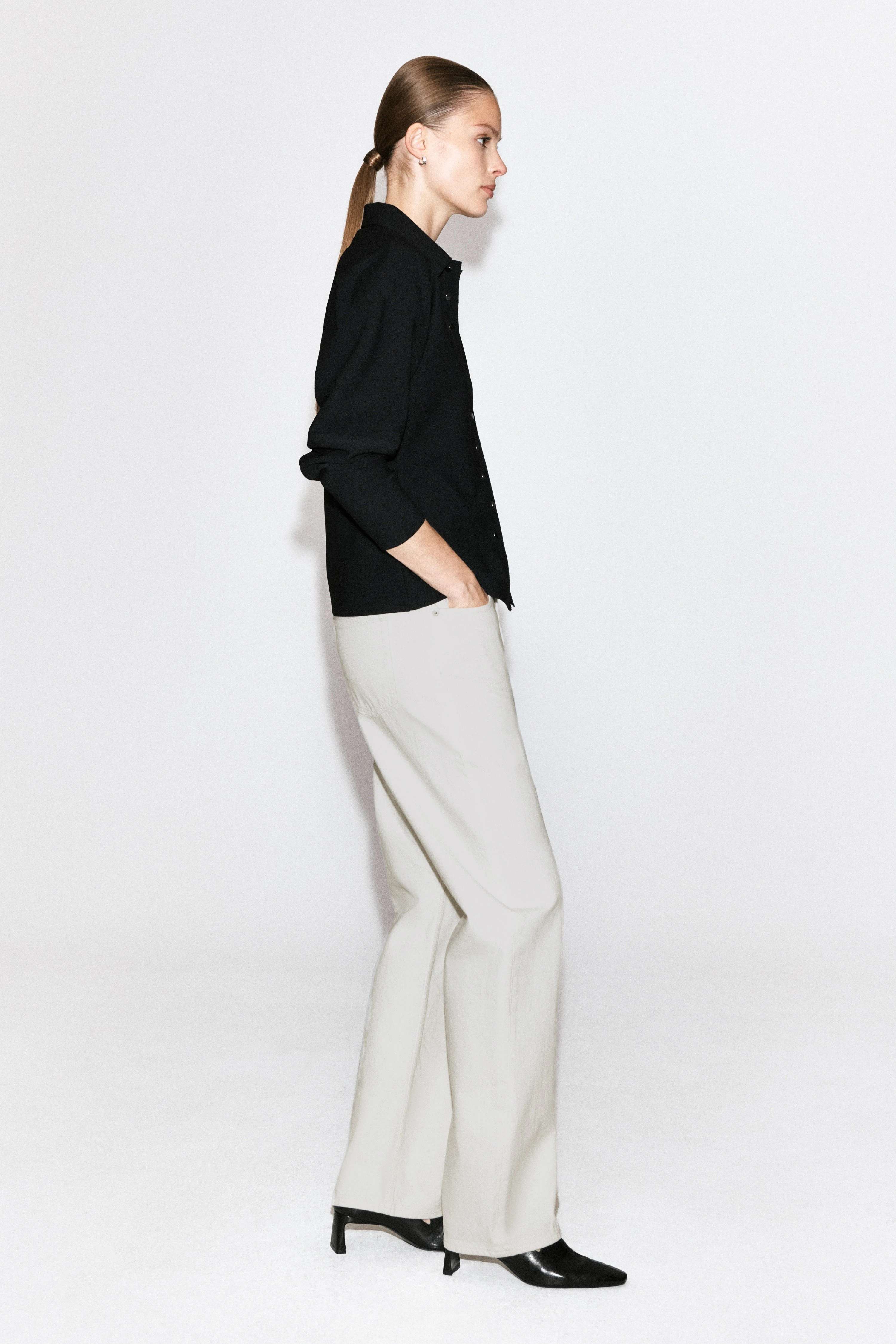 WAISTED CREPE-JERSEY SHIRT - 5