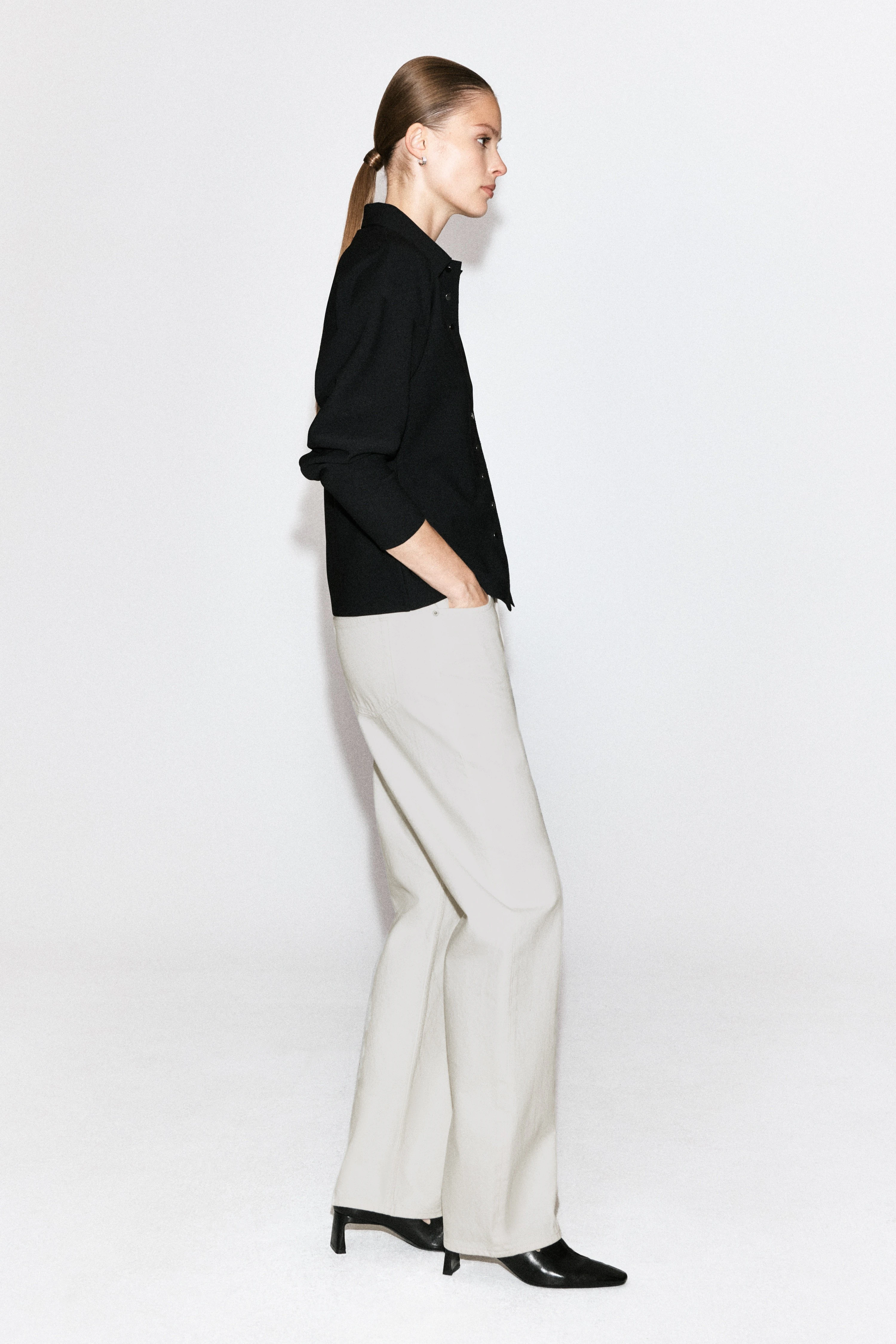 WAISTED CREPE-JERSEY SHIRT - 5