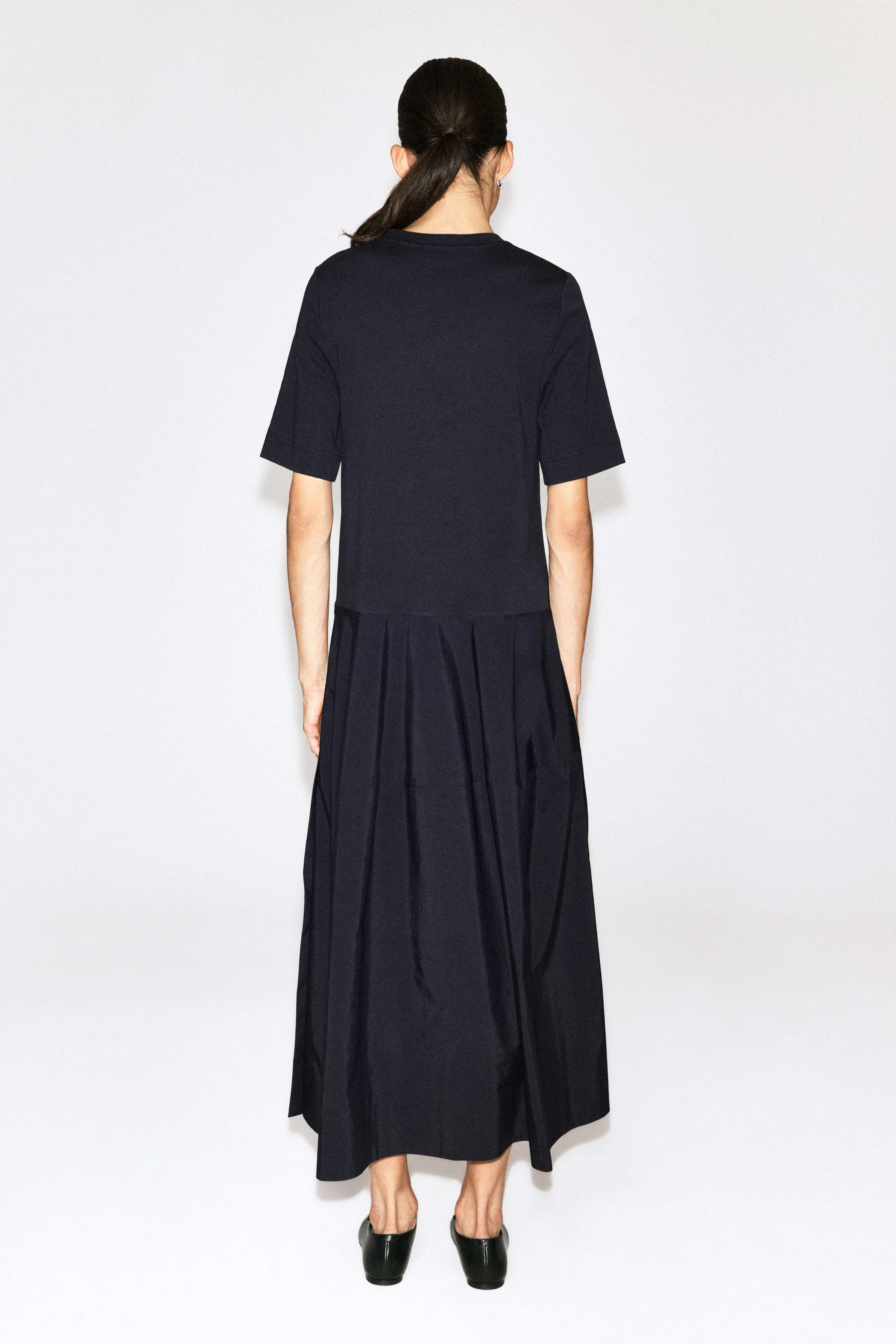 DROPPED-WAIST CONTRAST-PANEL MIDI DRESS