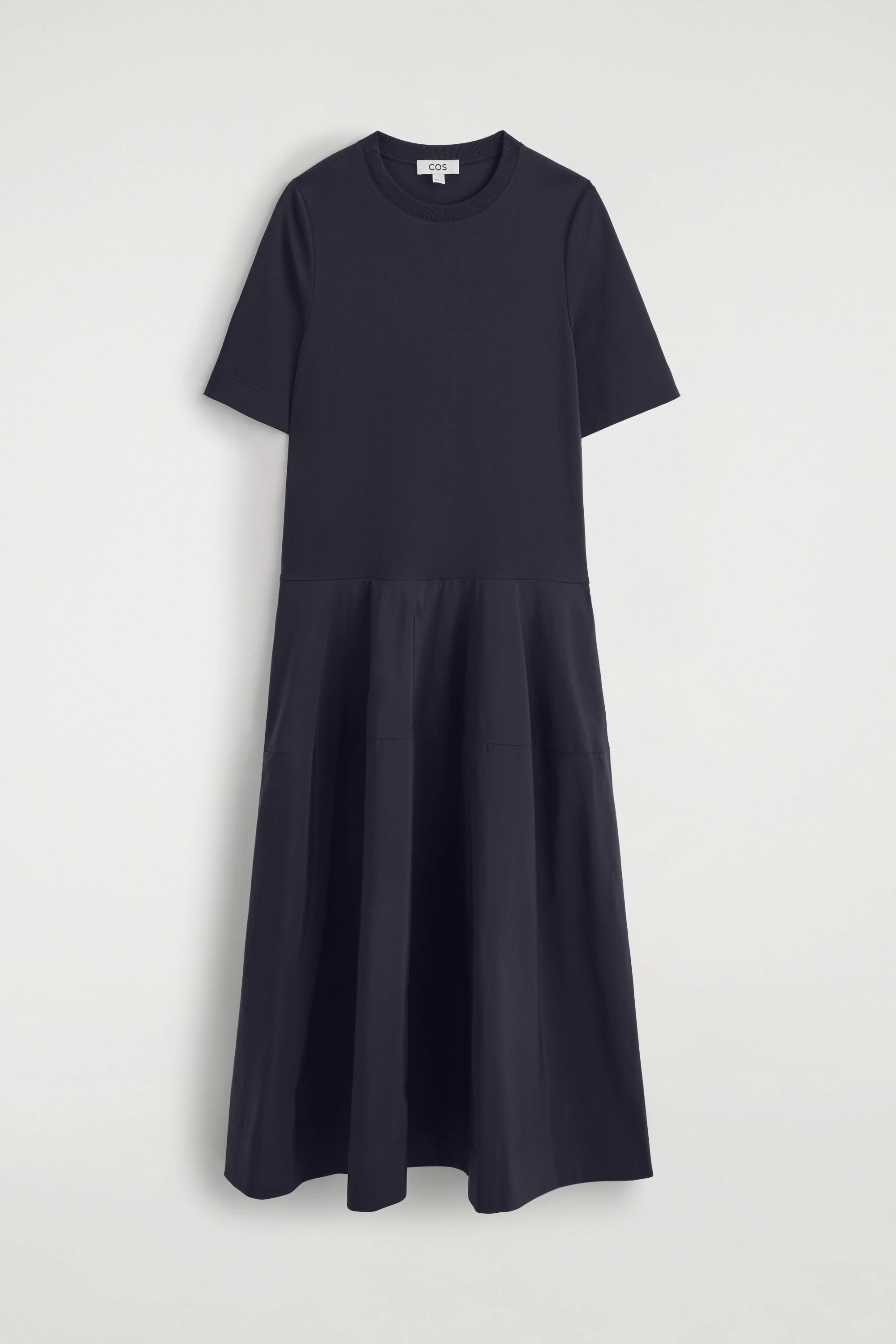 DROPPED-WAIST CONTRAST-PANEL MIDI DRESS - 6