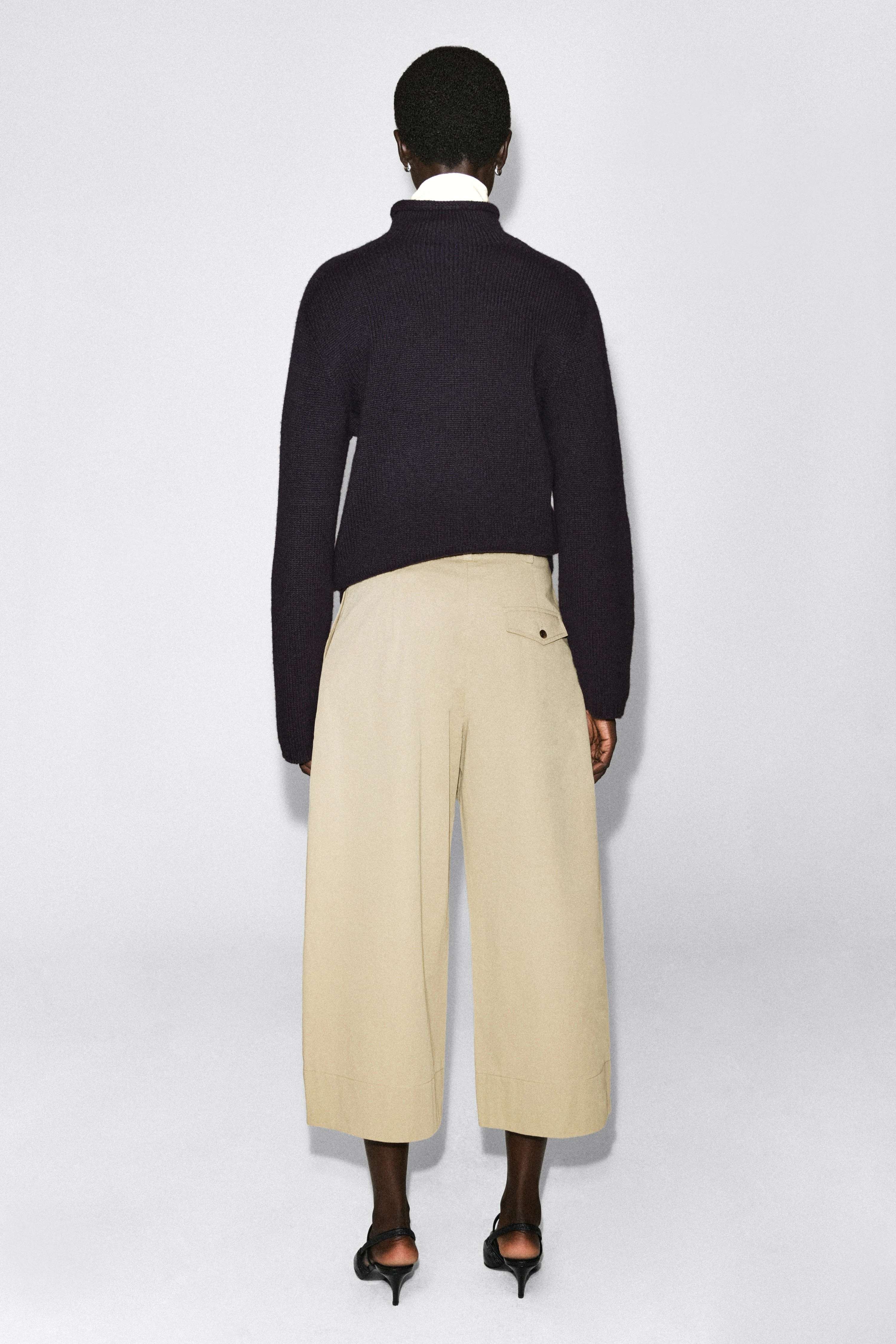 COTTON CROPPED BARREL-LEG TROUSERS - 2