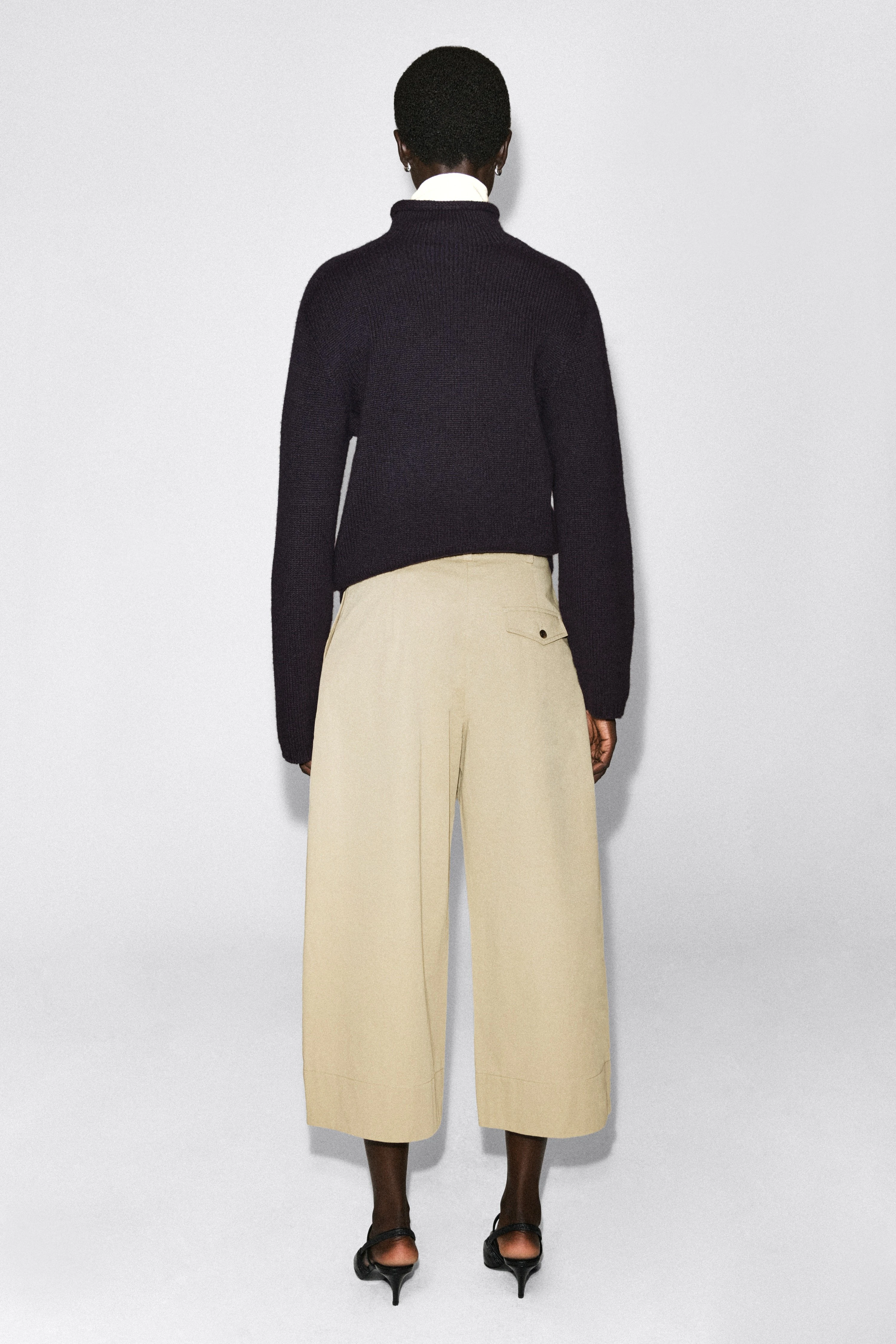 COTTON CROPPED BARREL-LEG TROUSERS - 2