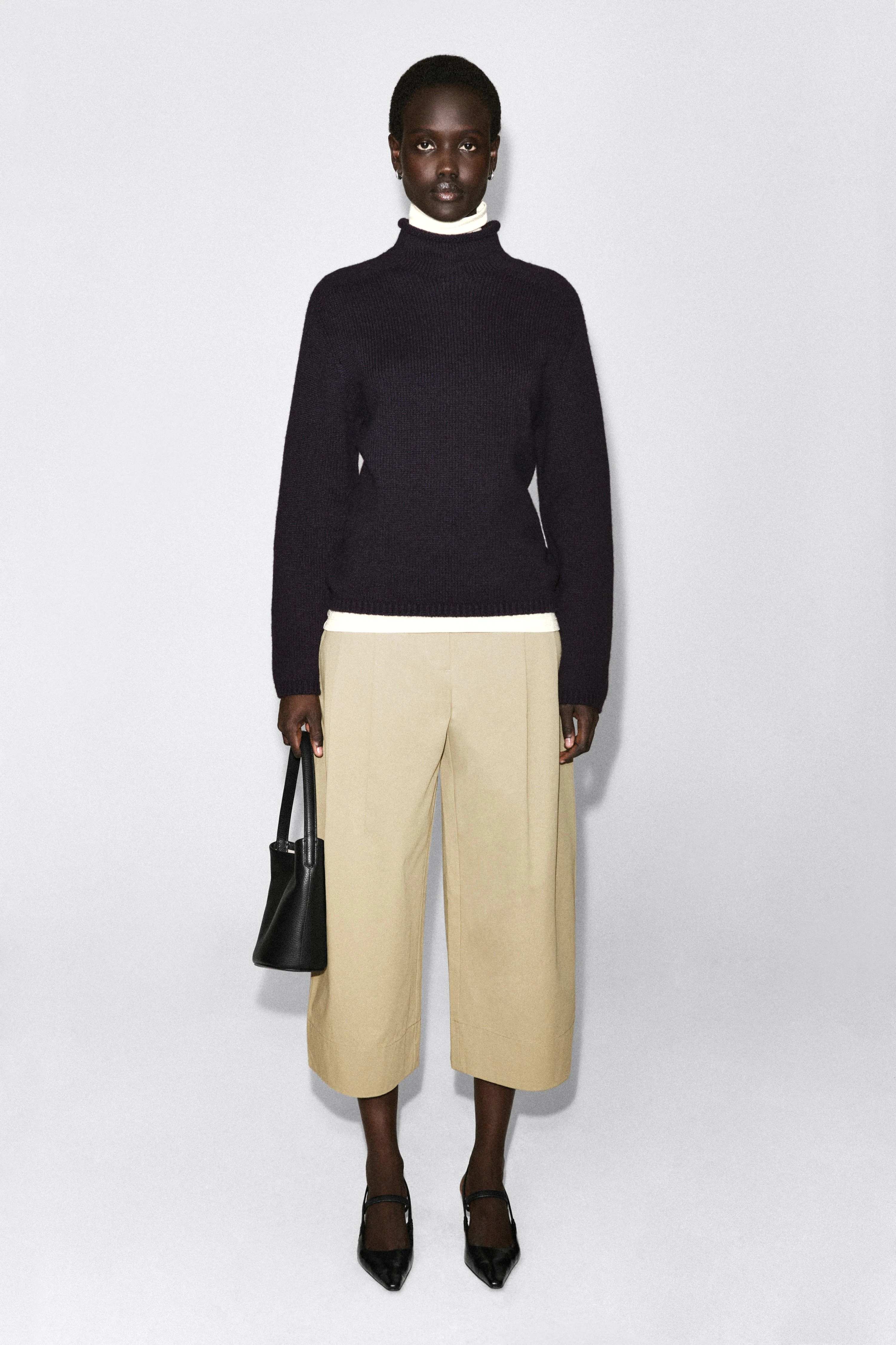 COTTON CROPPED BARREL-LEG TROUSERS - 3