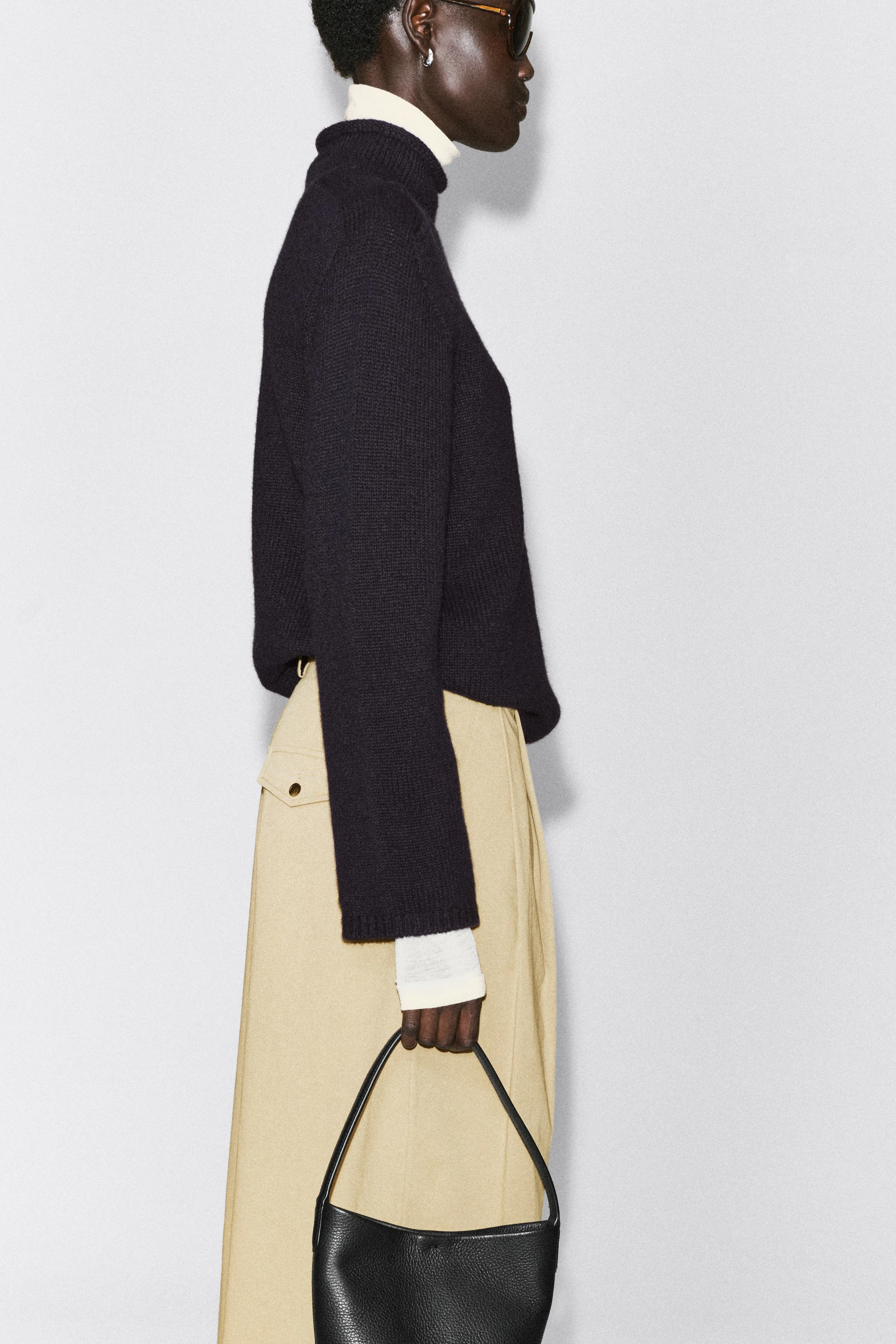COTTON CROPPED BARREL-LEG TROUSERS - 5
