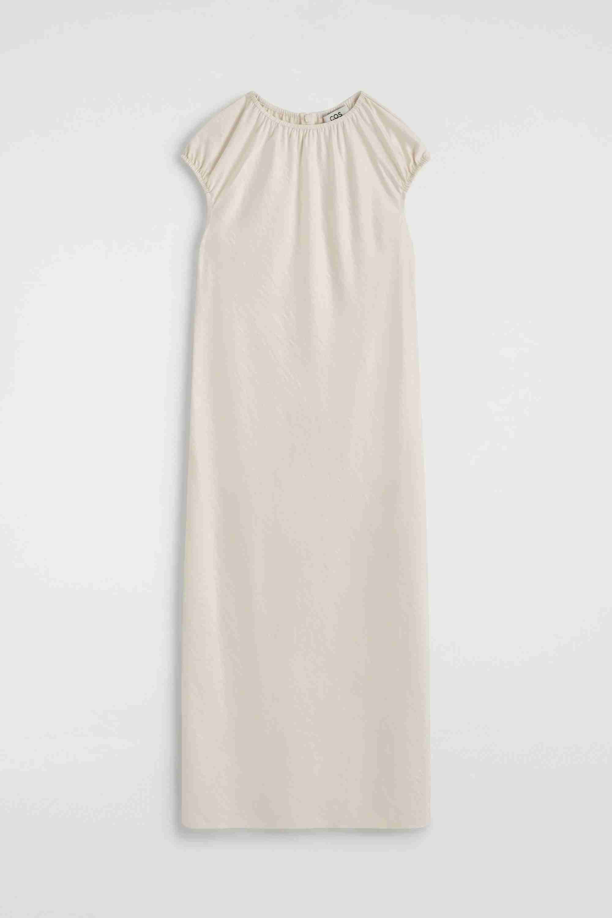 GATHERED SATIN MIDI DRESS - 6
