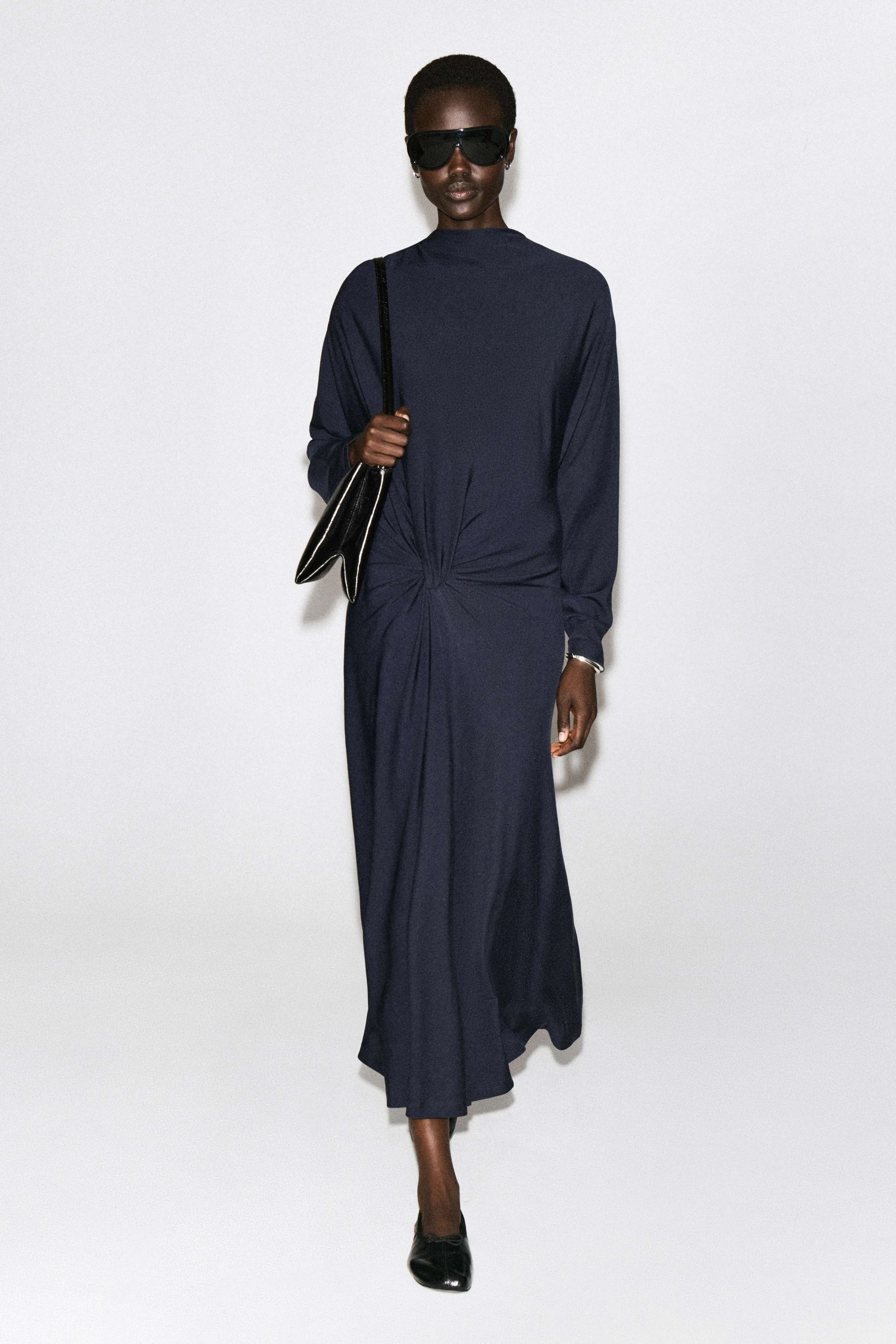 DRAPED TWIST-DETAIL MIDI DRESS - 1