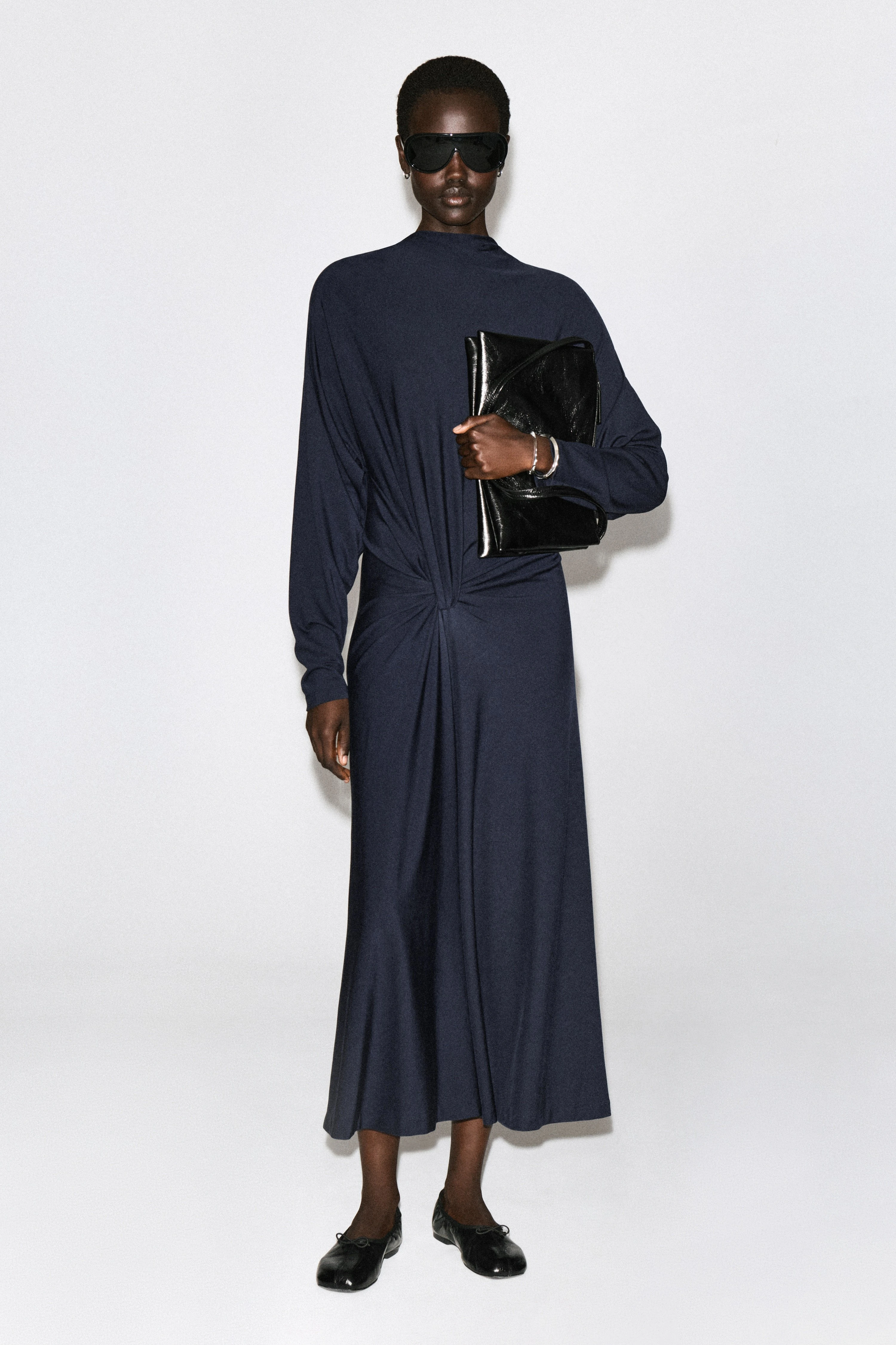 DRAPED TWIST-DETAIL MIDI DRESS - 3