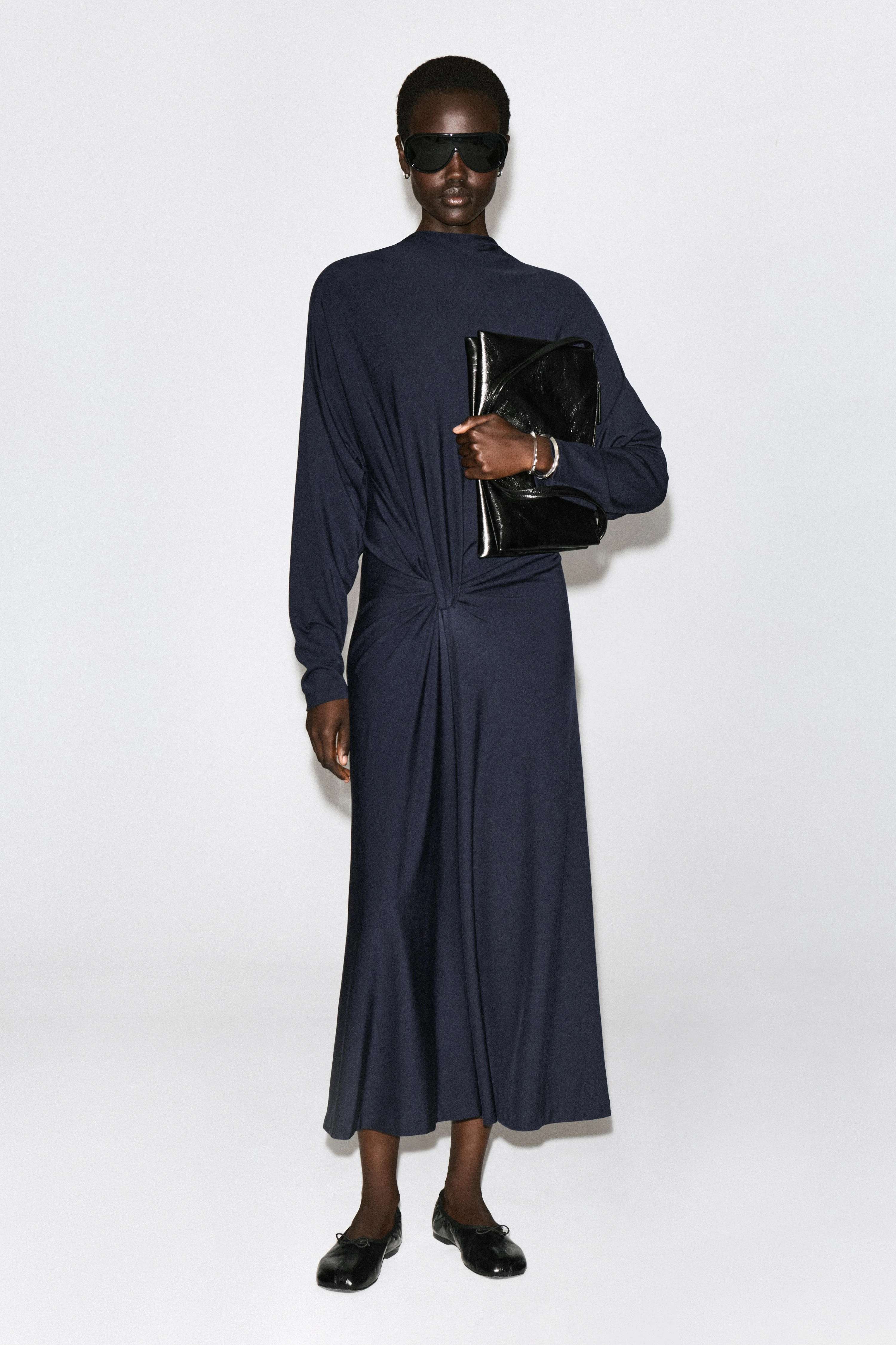 DRAPED TWIST-DETAIL MIDI DRESS - 3