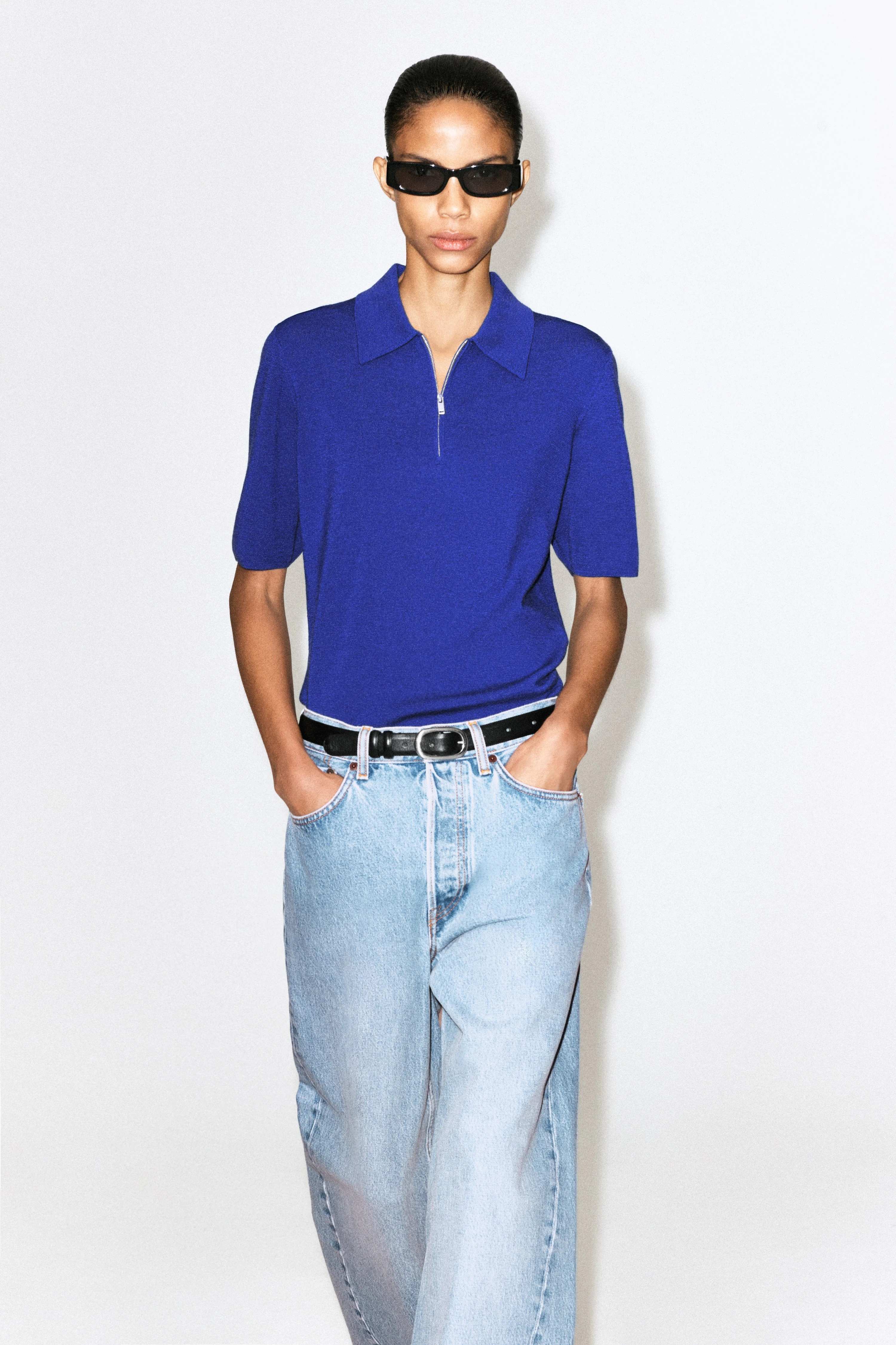 MERINO WOOL ZIP-UP POLO SHIRT - 1