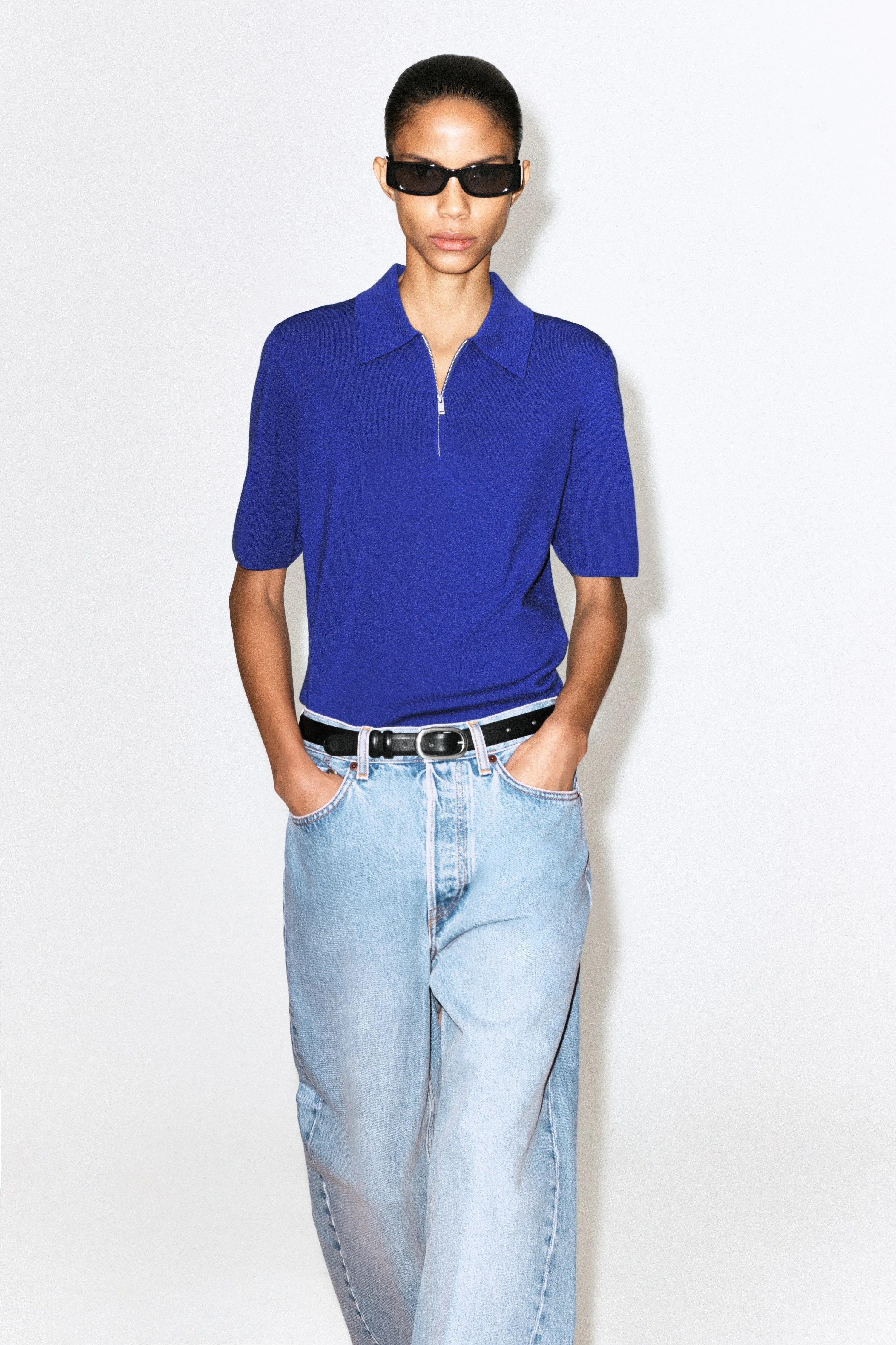 MERINO WOOL ZIP-UP POLO SHIRT