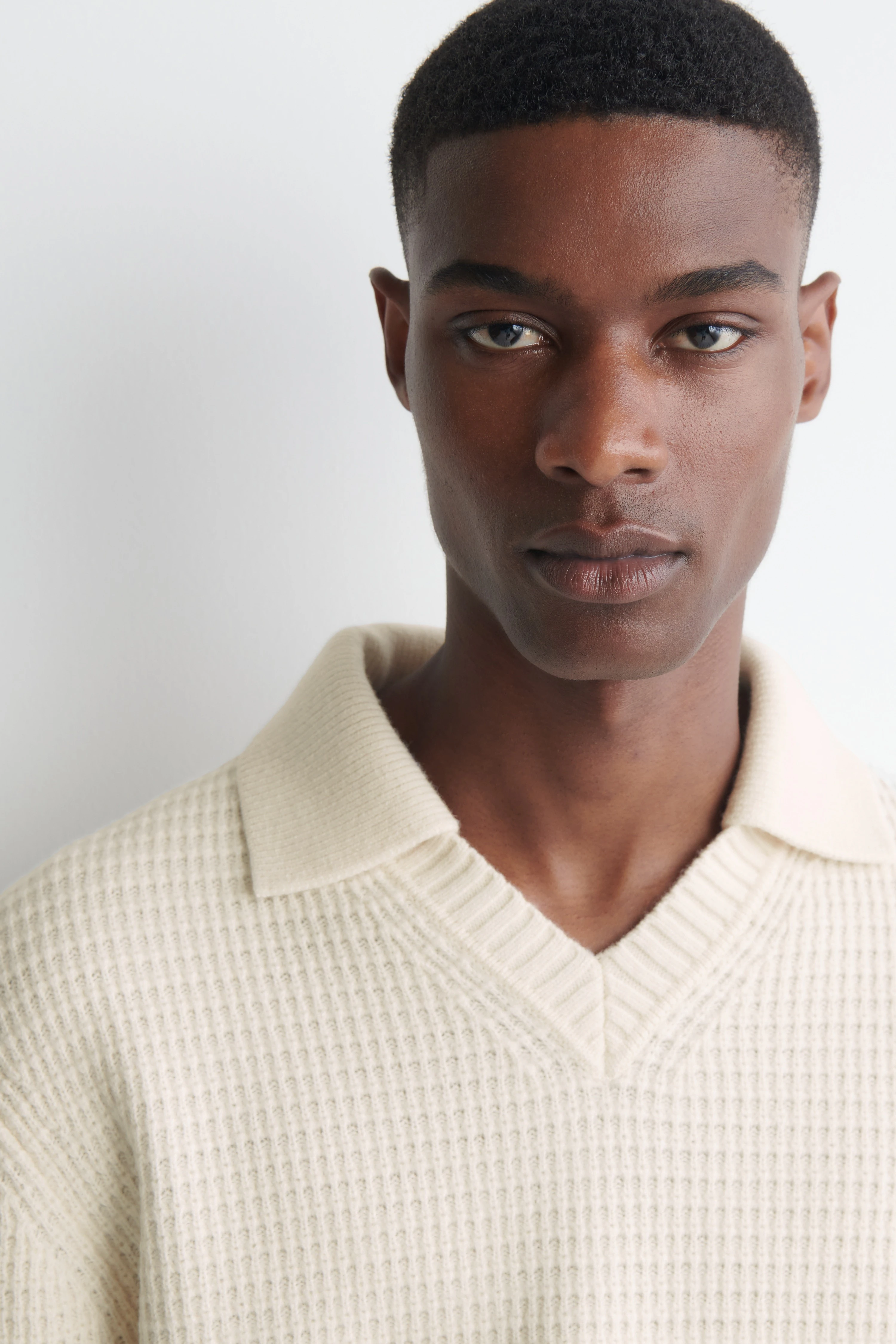 WAFFLE-KNIT WOOL POLO JUMPER - 5