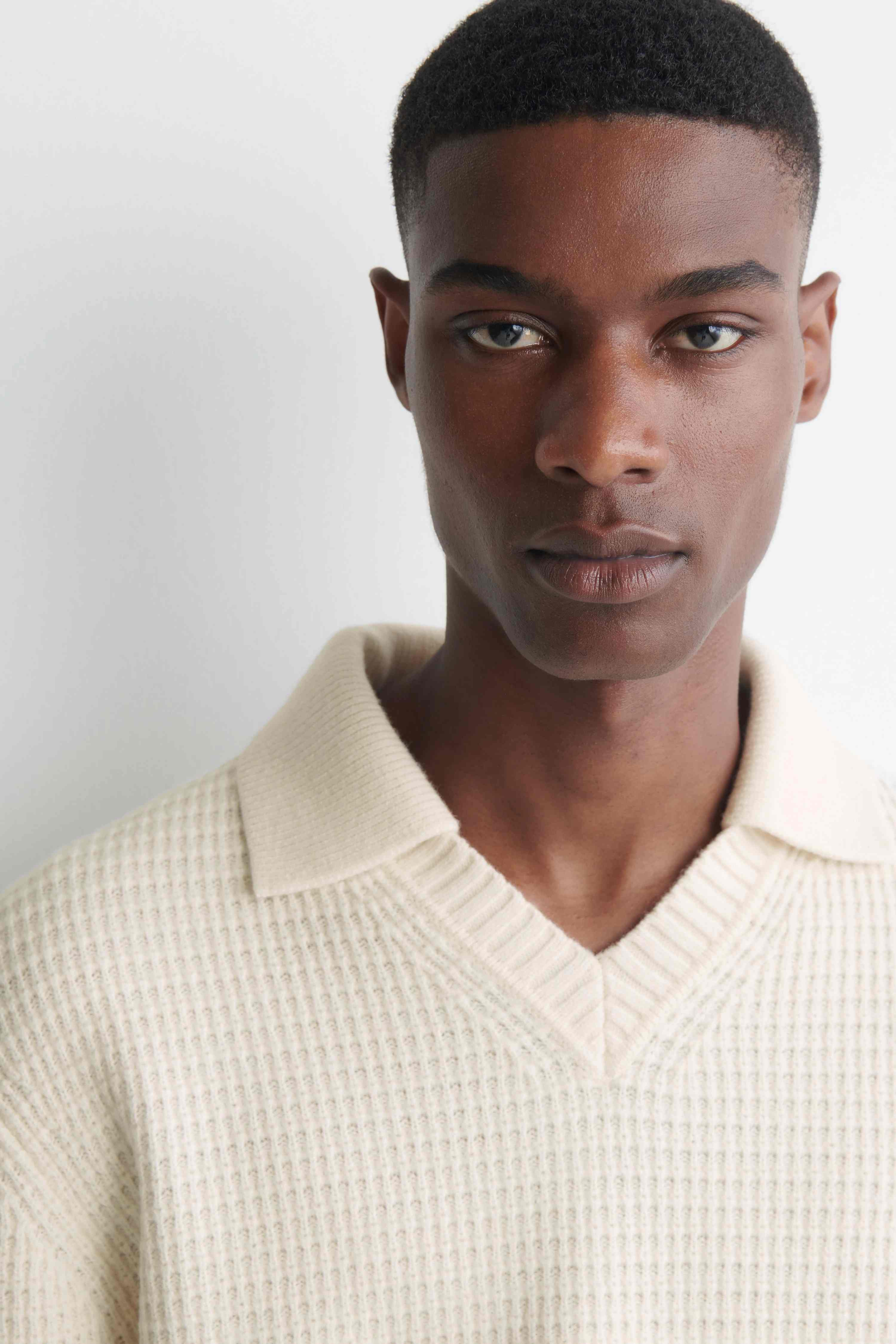 WAFFLE-KNIT WOOL POLO JUMPER - 5